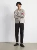 The Linen Notch Collar Overshirt in Light Grey sold by Frank & Oak