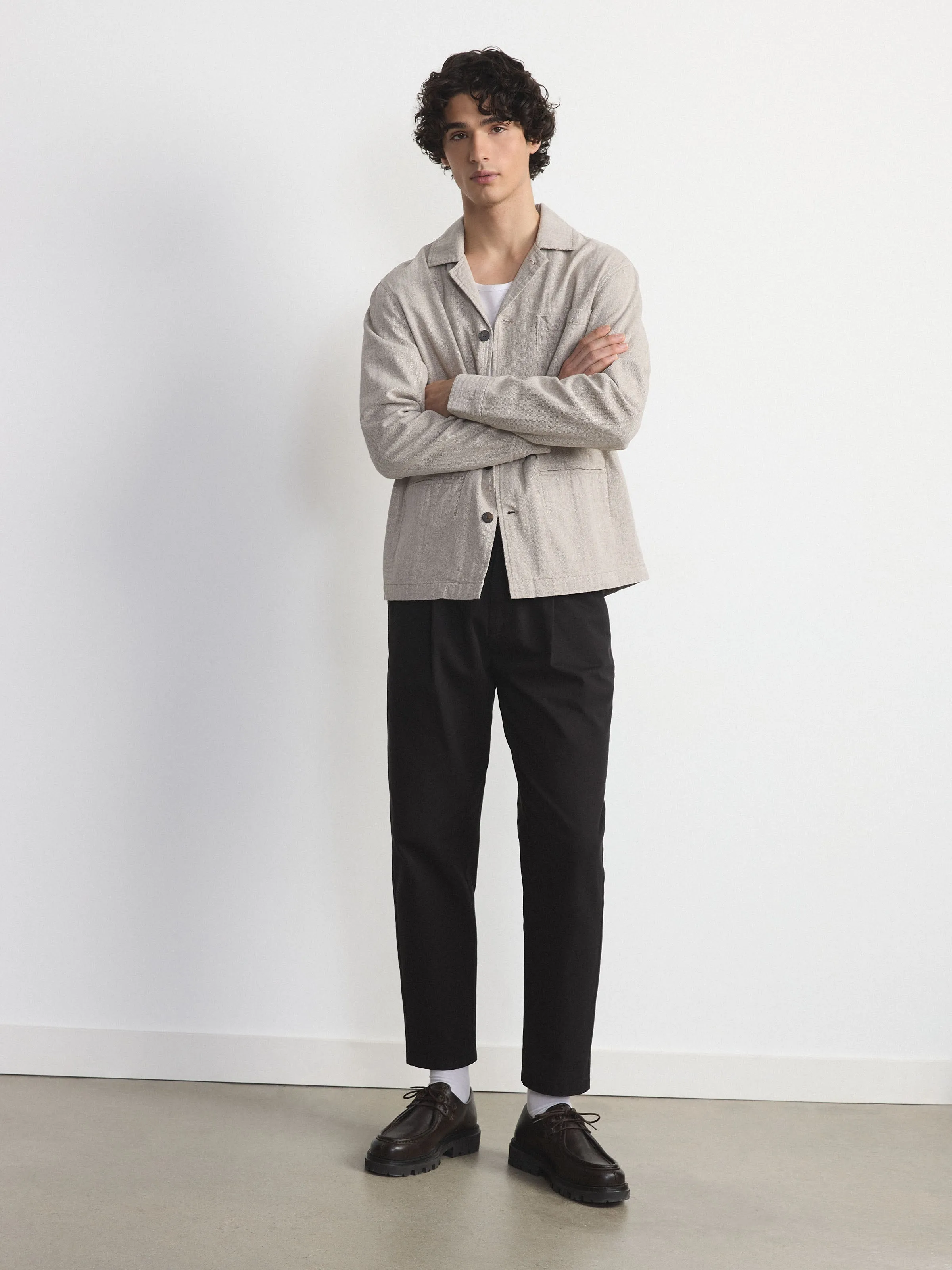 The Linen Notch Collar Overshirt in Light Grey sold by Frank & Oak product image thumbnail 3