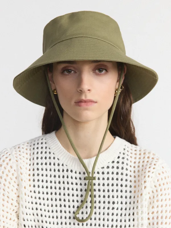The Sun Hat in Martini Olive sold by Frank & Oak