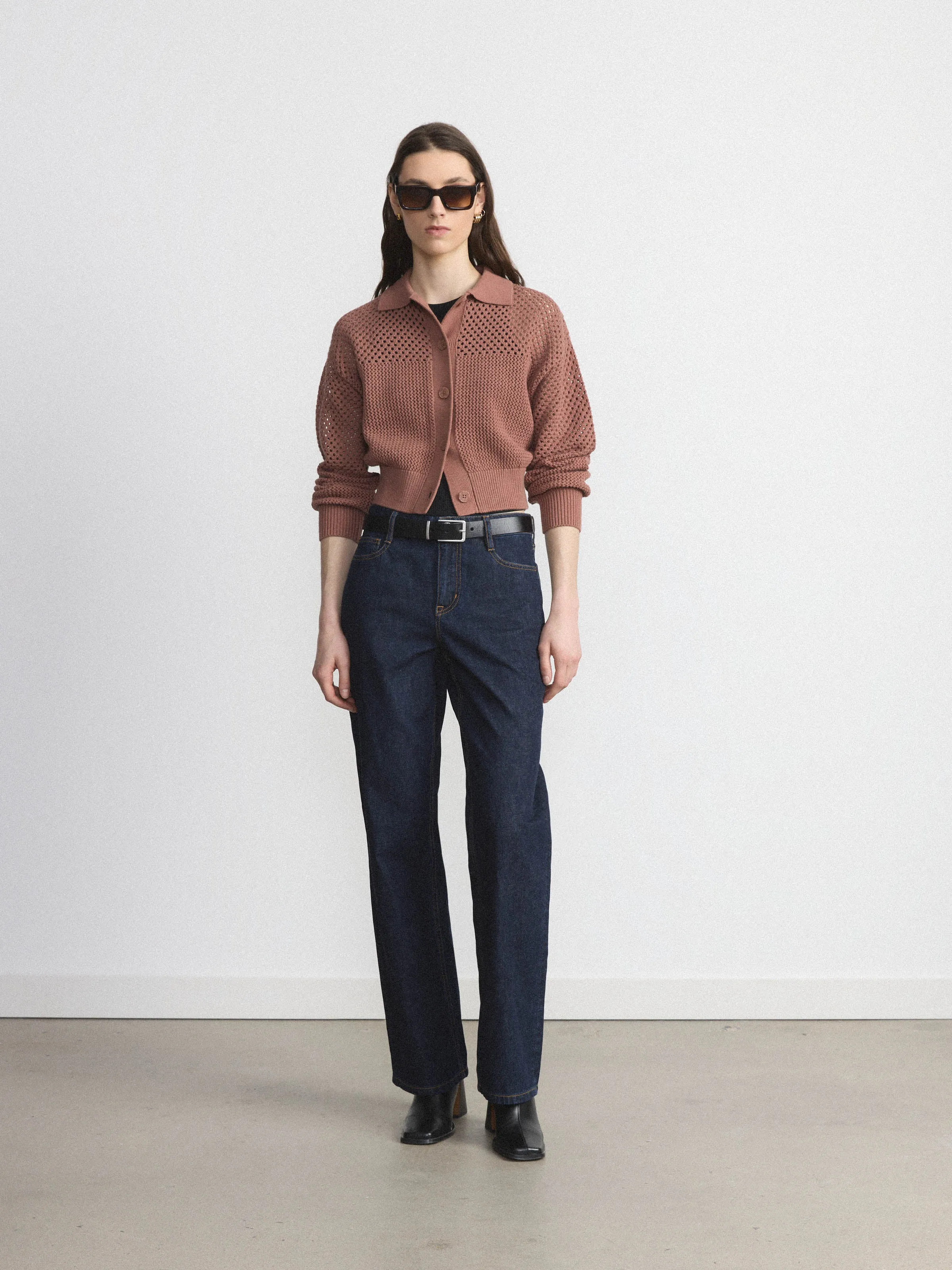 The Openwork Cardigan in Café au lait sold by Frank & Oak