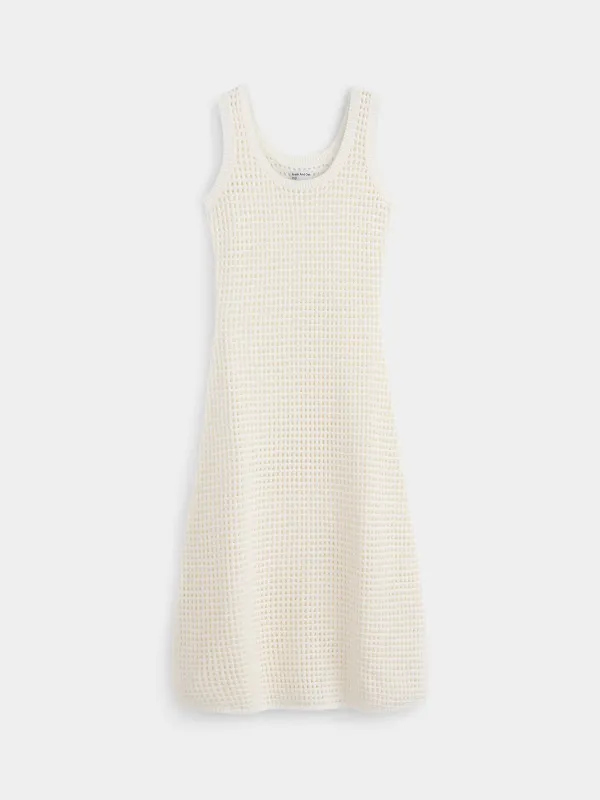 The Crochet Midi Dress in Natural White sold by Frank & Oak