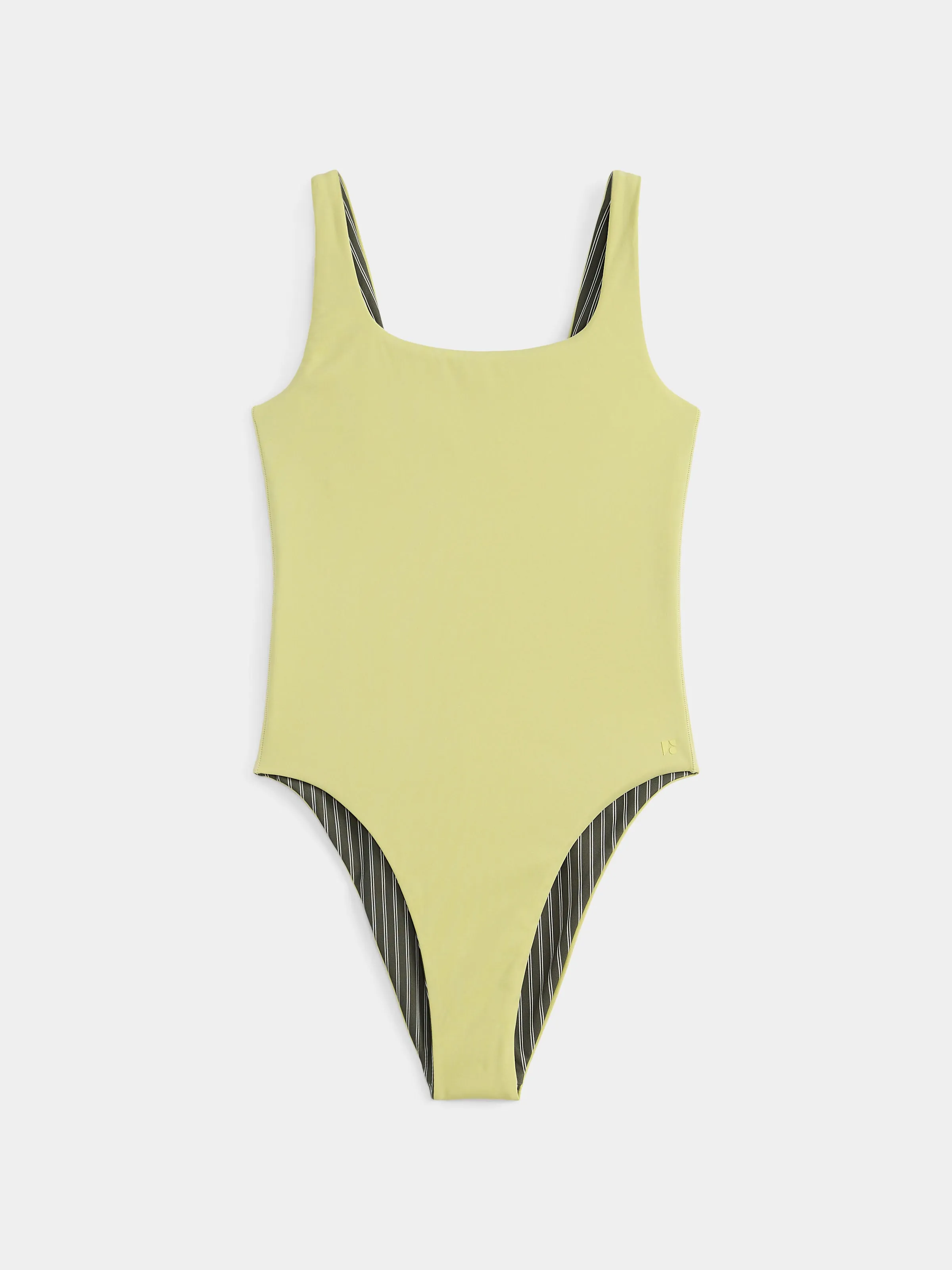 The Classic Reversible Swimsuit in Lime Fizz sold by Frank & Oak