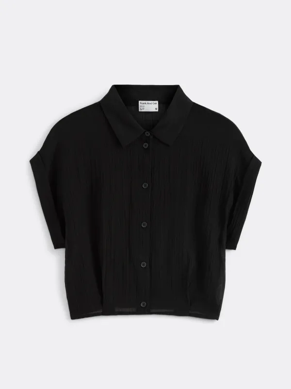 The Bubble Hem Blouse in Black made by Frank & Oak
