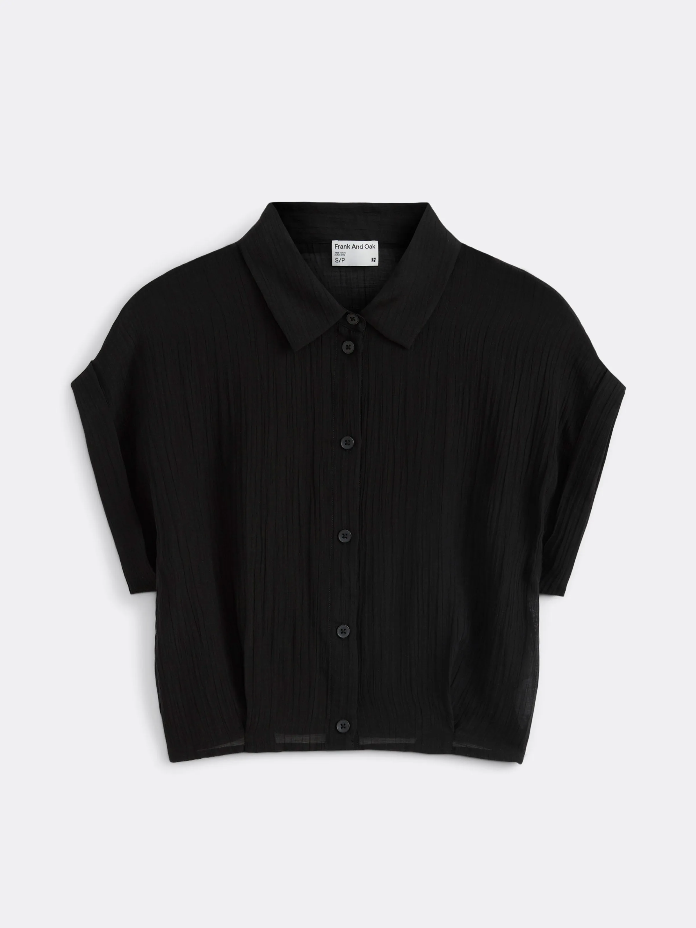 The Bubble Hem Blouse in Black sold by Frank & Oak