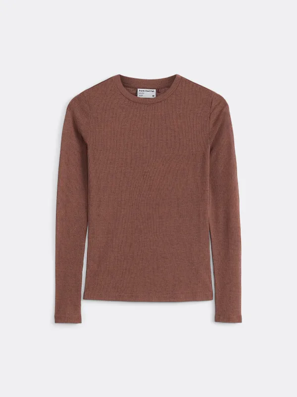 The Sheer Long Sleeve T-Shirt in Café au lait sold by Frank & Oak