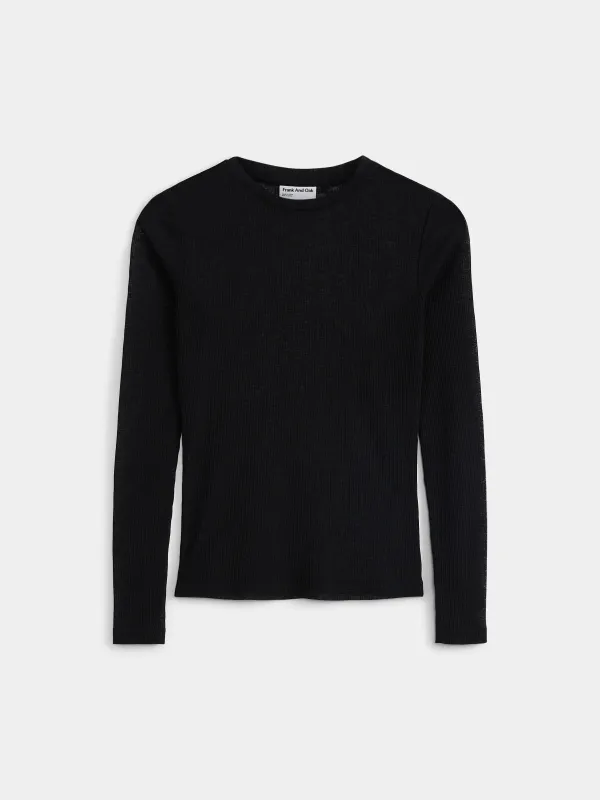 The Sheer Long Sleeve T-Shirt in Black sold by Frank & Oak