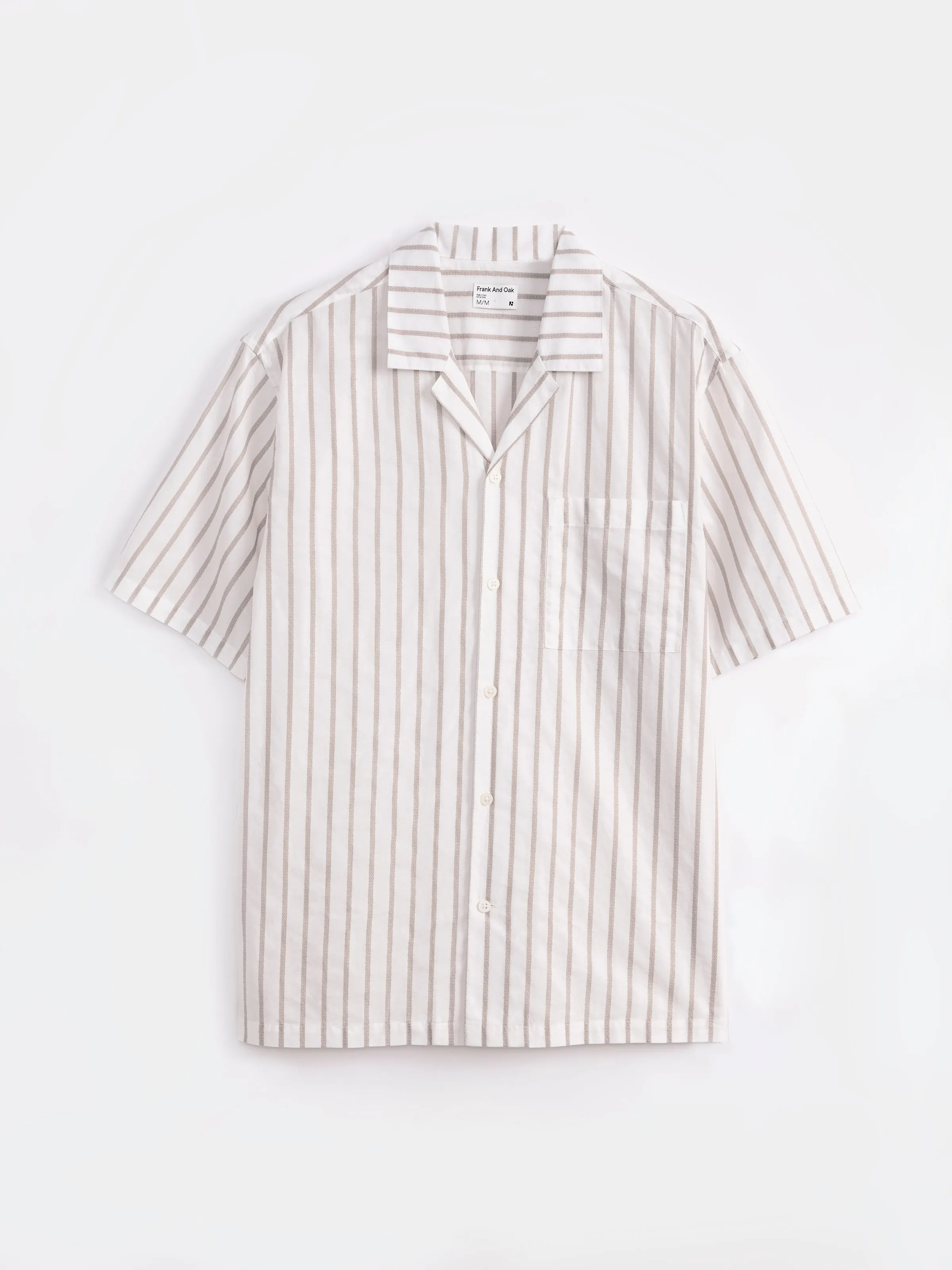 The Textured Camp Collar Shirt in Light Beige sold by Frank & Oak