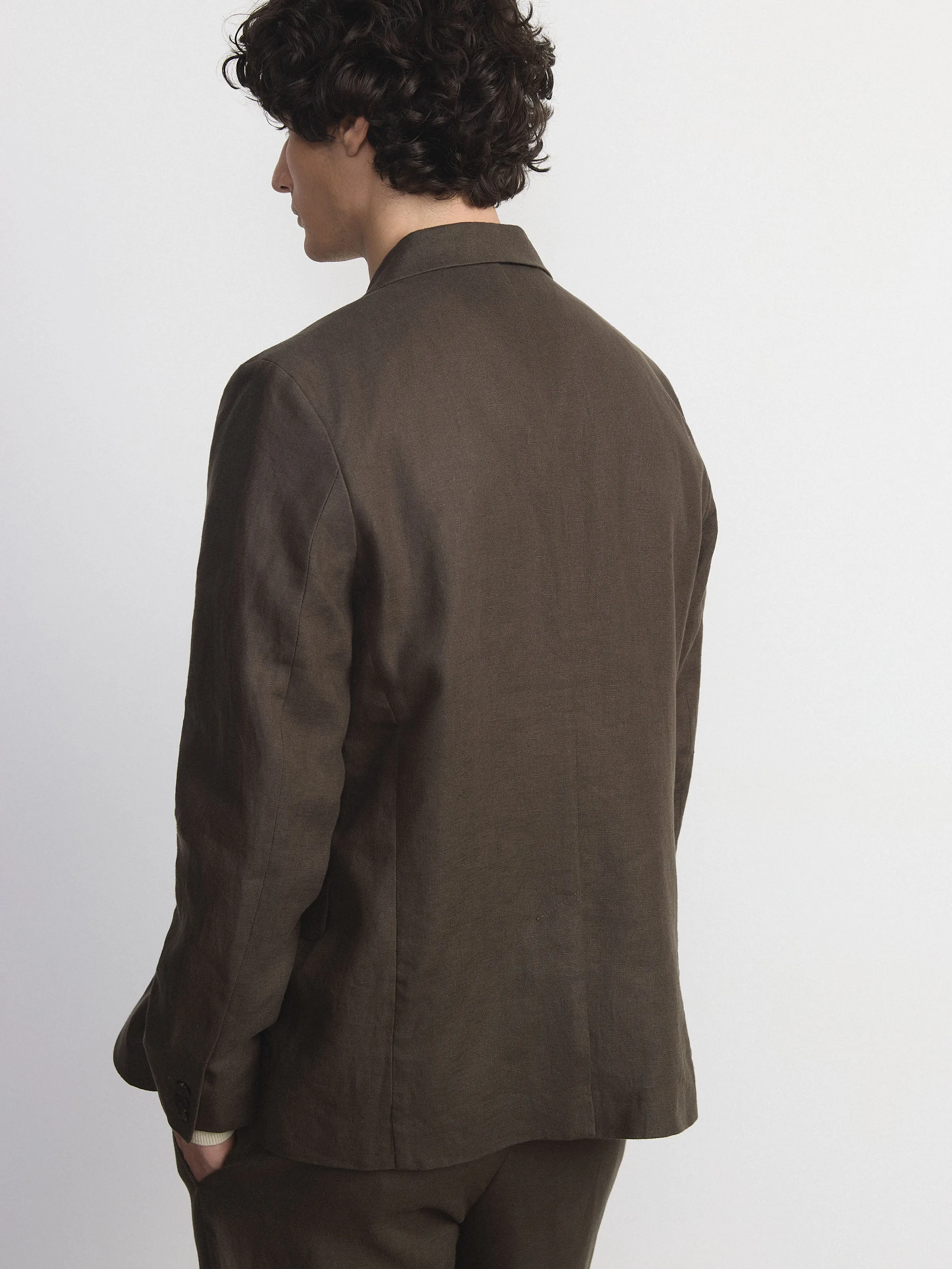 The Classic Linen Blazer in Black Olive sold by Frank & Oak product image thumbnail 4