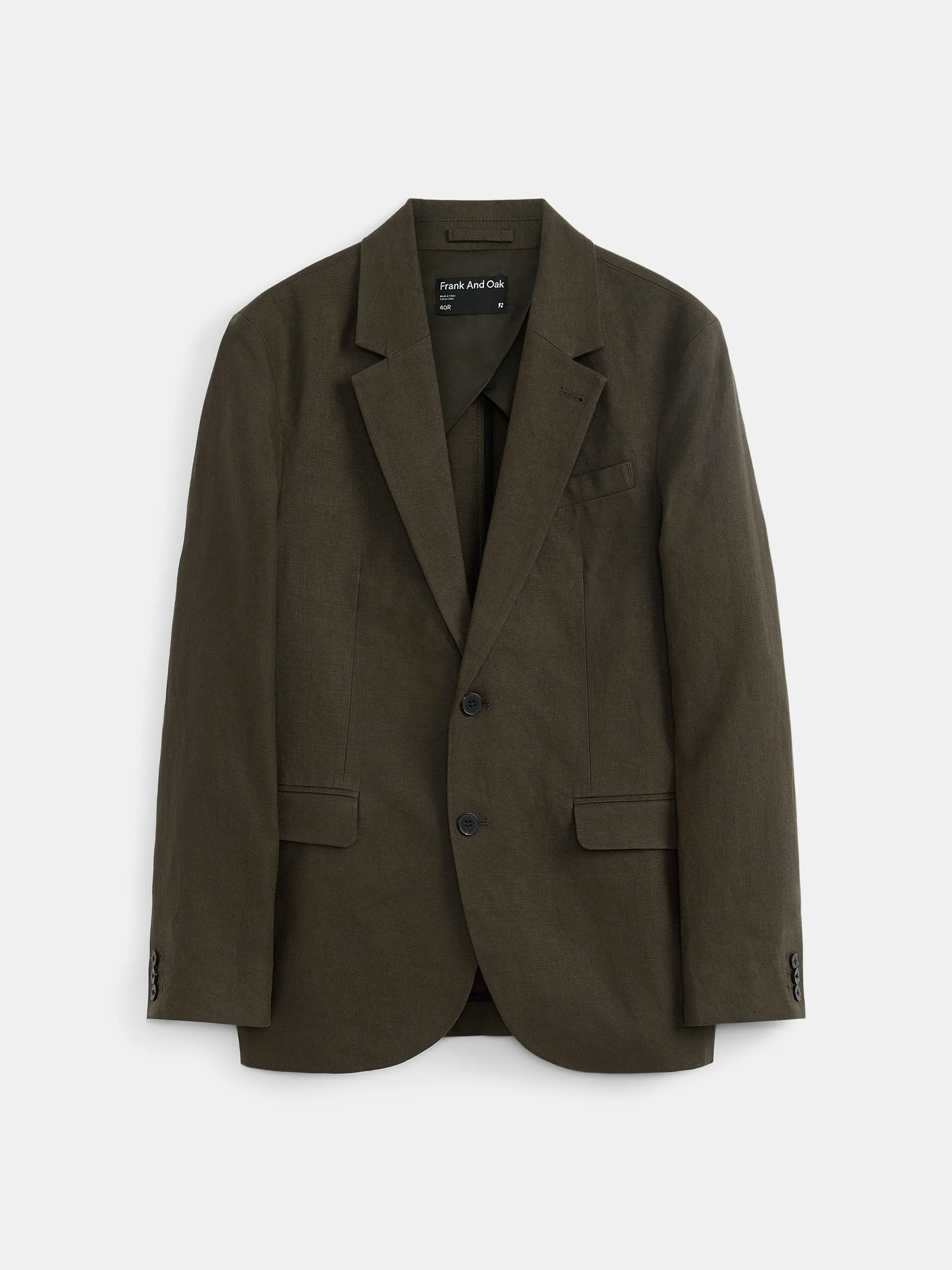 The Classic Linen Blazer in Black Olive sold by Frank & Oak product image thumbnail 5