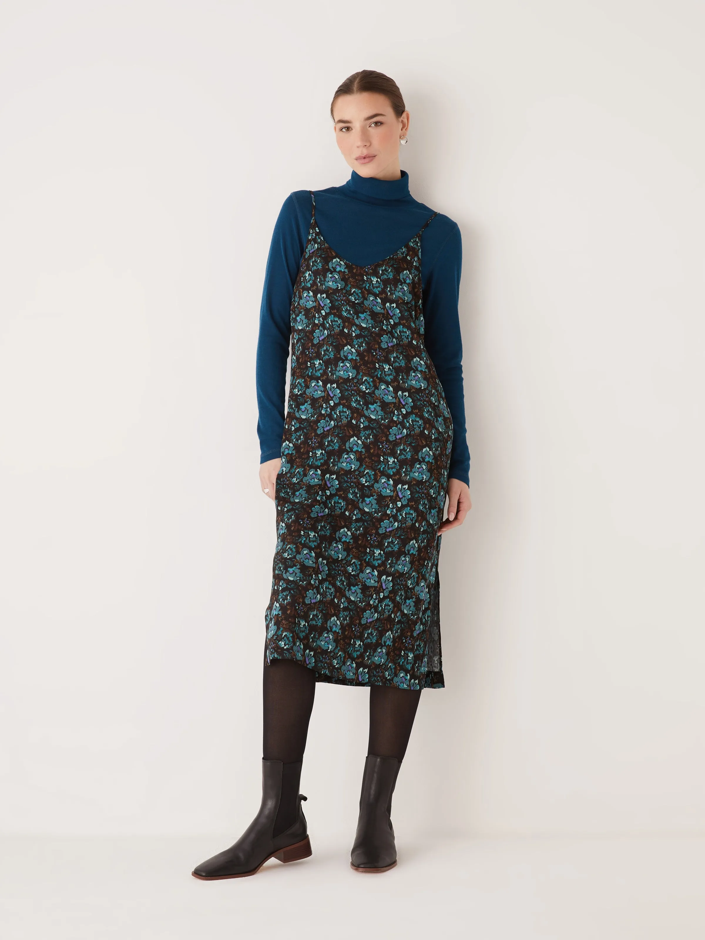 The Satin Slip Dress in Dark Green sold by Frank & Oak product image thumbnail 4