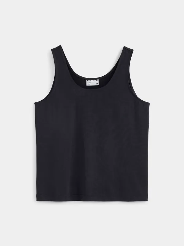 The Fluid Tank Top in Black sold by Frank & Oak