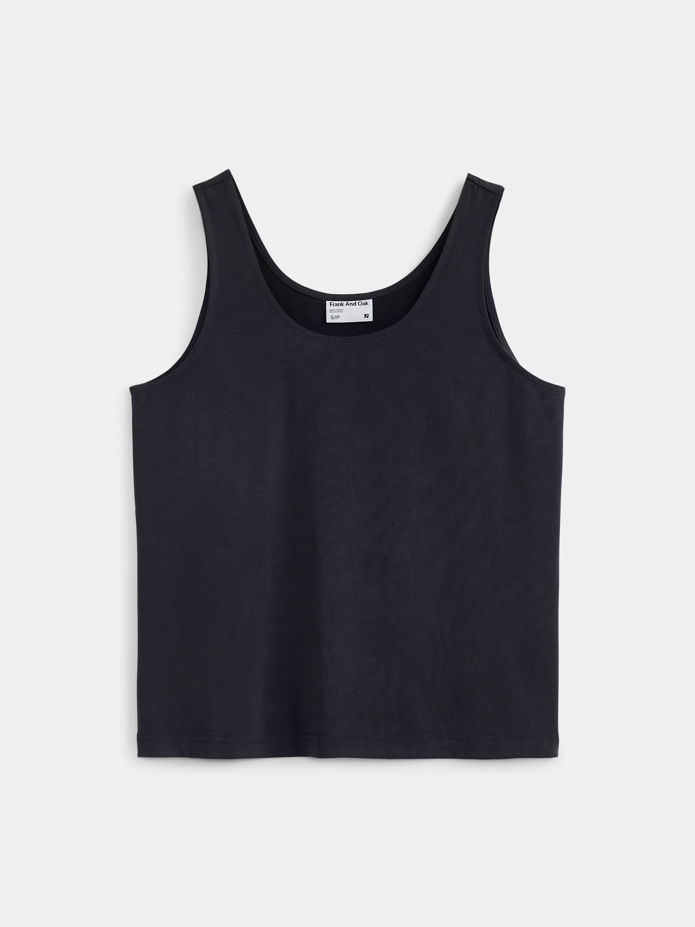 The Fluid Tank Top in Black sold by Frank & Oak