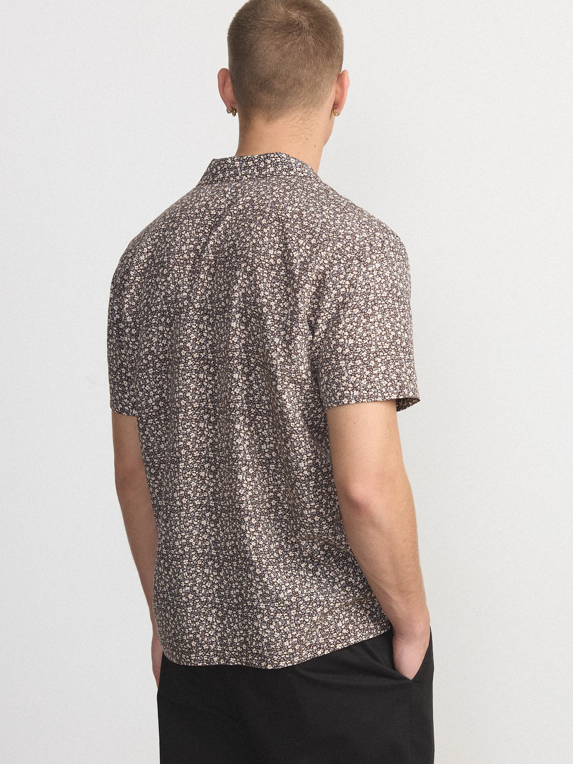 The Floral Camp Collar Shirt in Dark Chocolate sold by Frank & Oak product image thumbnail 3