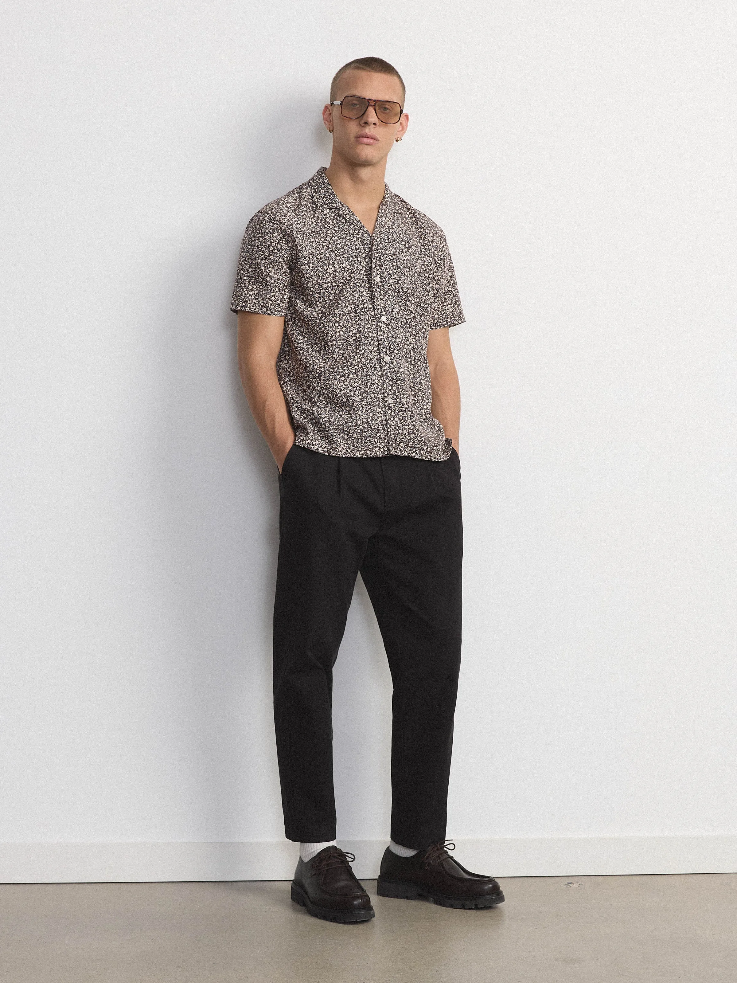 The Floral Camp Collar Shirt in Dark Chocolate sold by Frank & Oak product image thumbnail 2