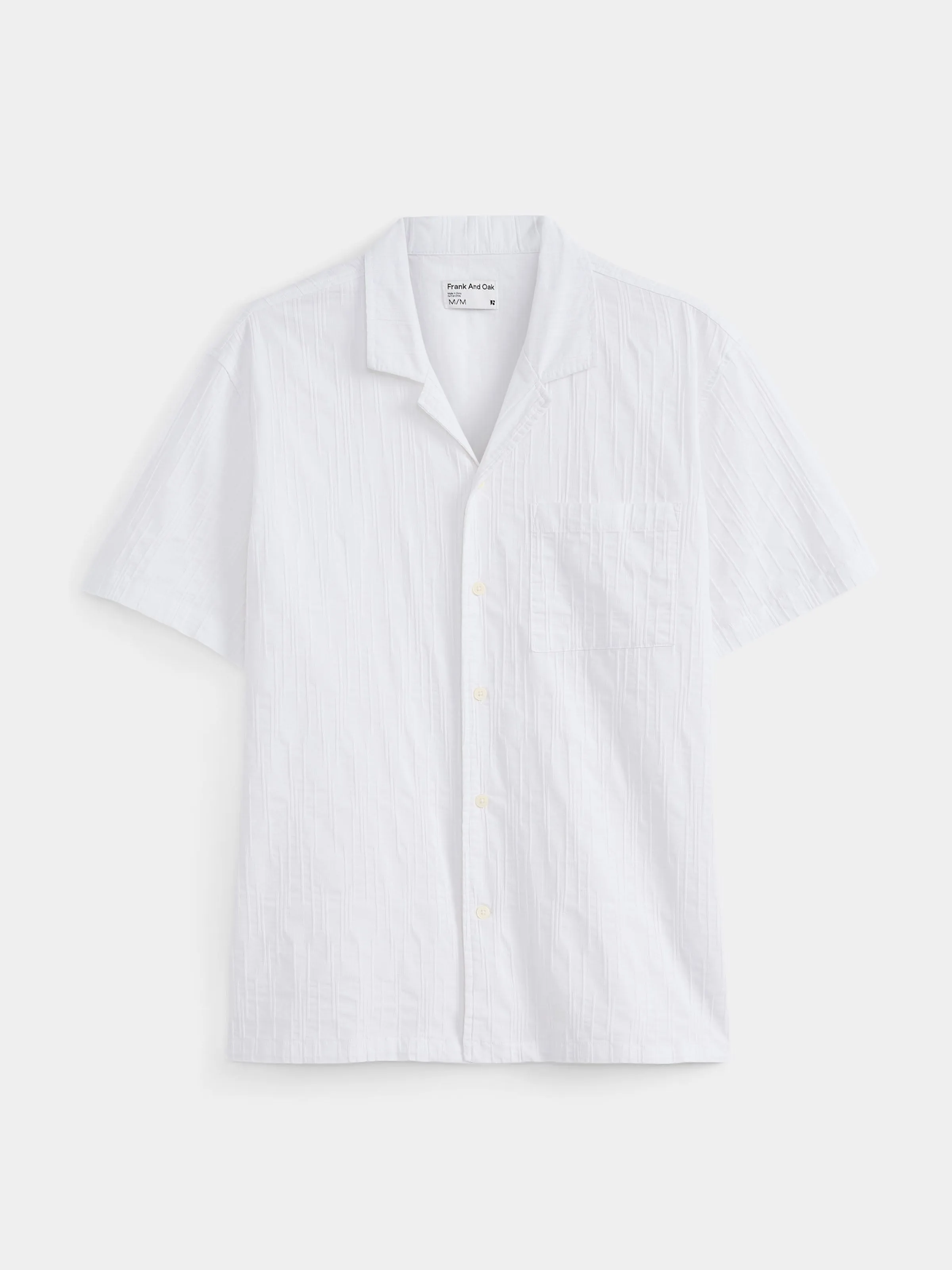 The Textured Camp Collar Shirt in White sold by Frank & Oak