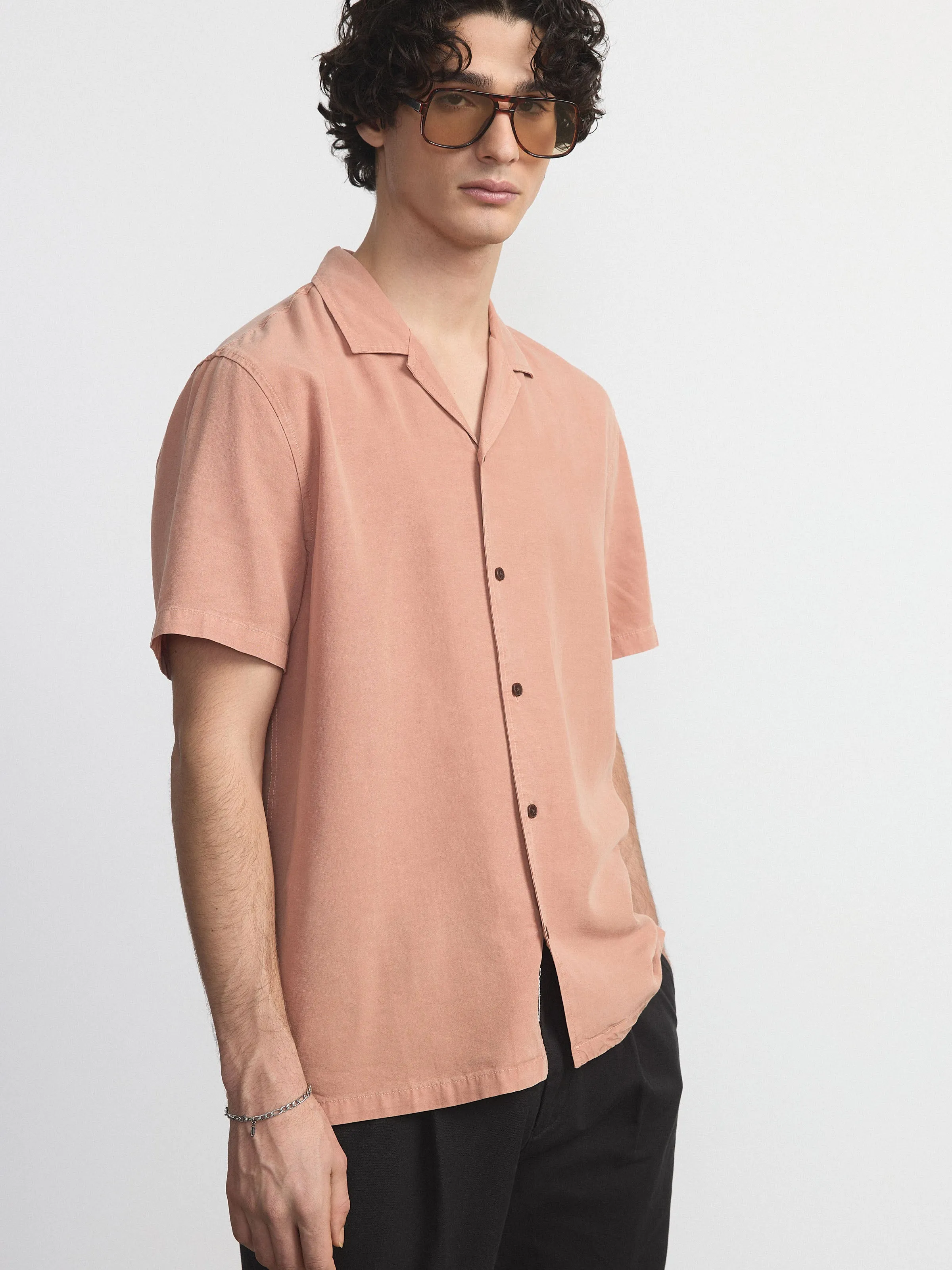 The Solid Camp Collar Shirt in Sienna sold by Frank & Oak
