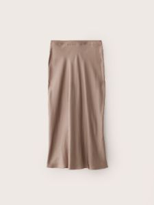 The Satin Midi Skirt in Champagne sold by Frank & Oak
