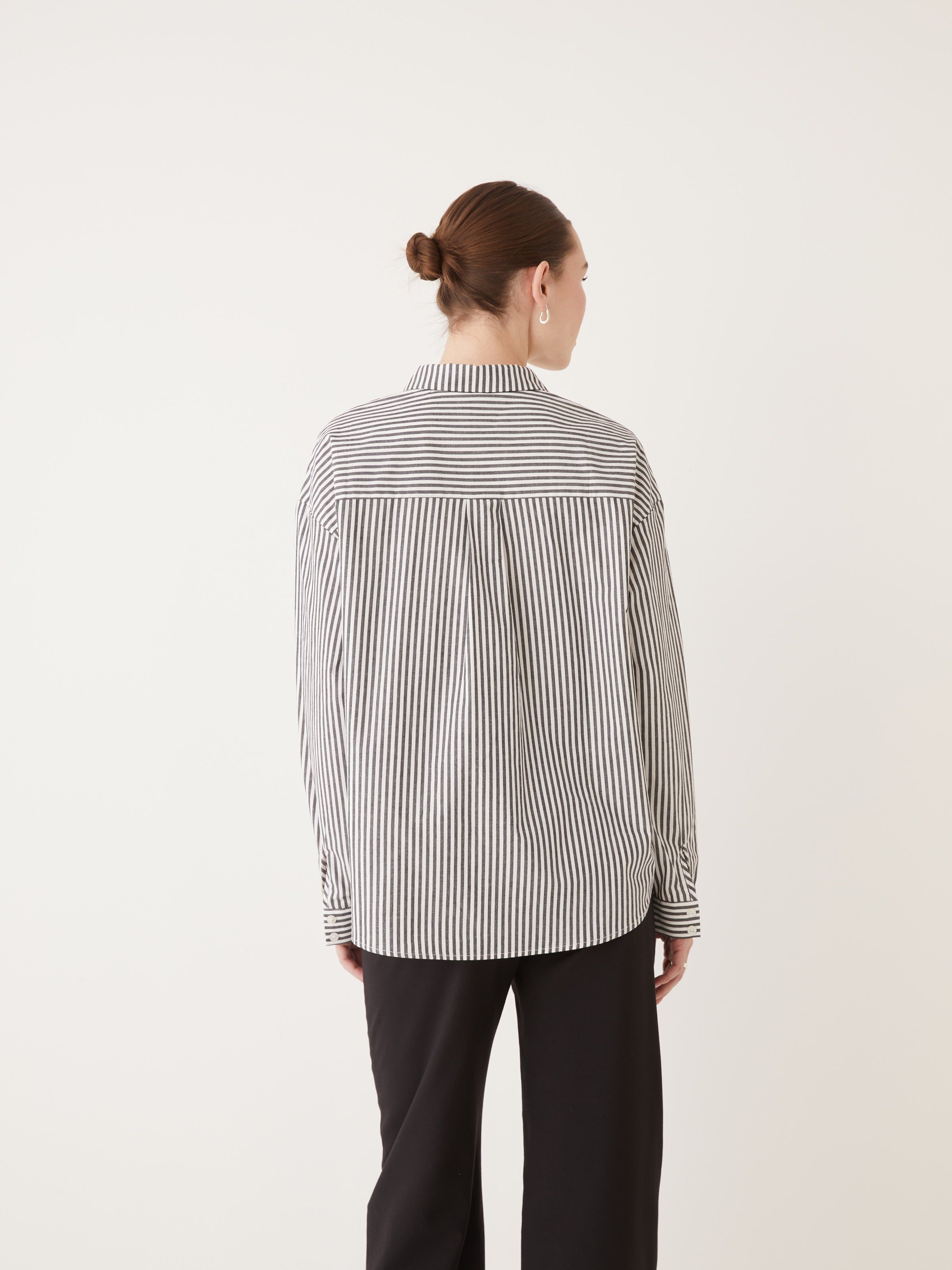 The Loose Fit Striped Kapok Shirt in Black & White sold by Frank & Oak product image thumbnail 5