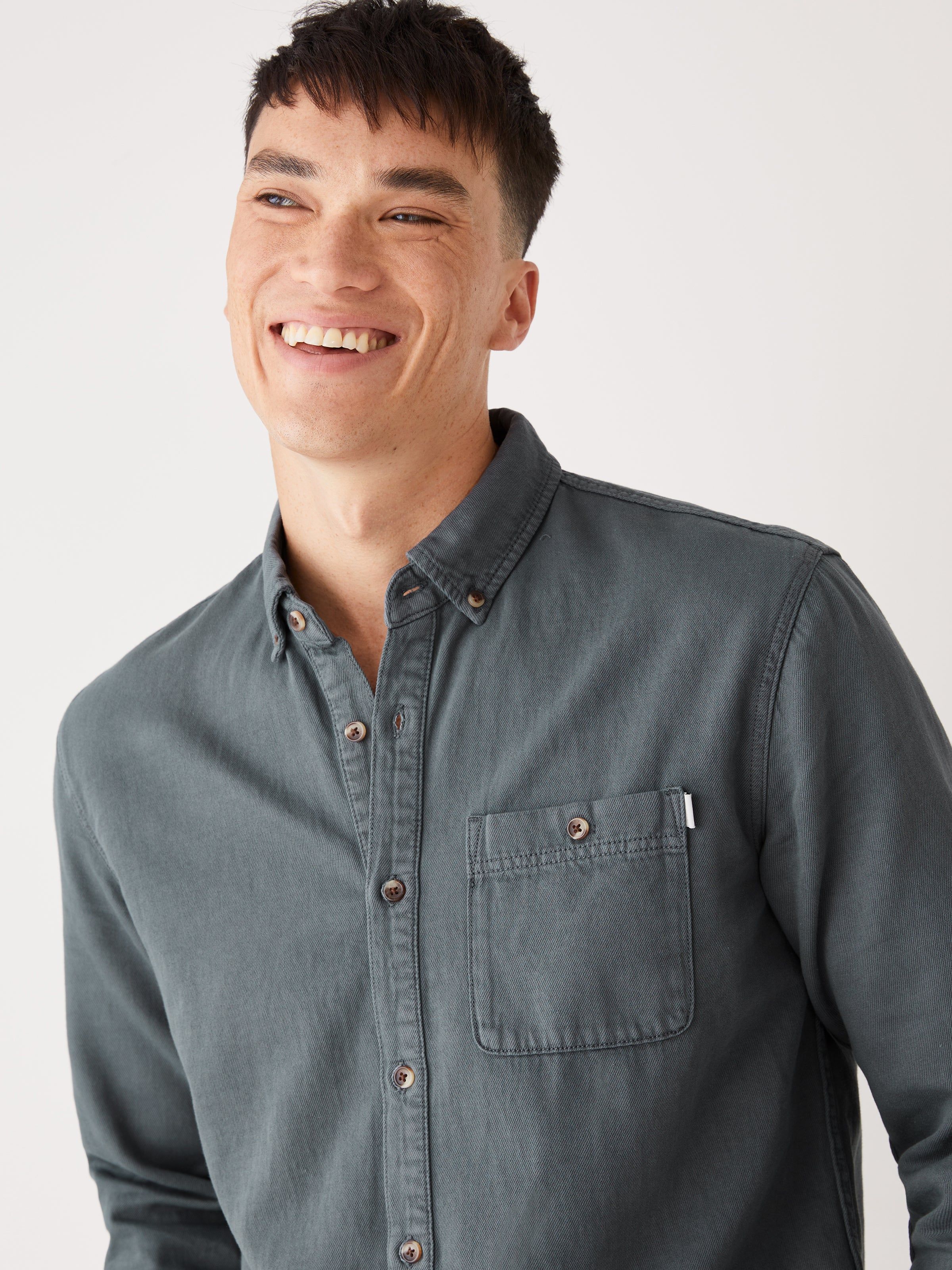 The Clark Denim Shirt in Stormy Blue sold by Frank & Oak product image thumbnail 2
