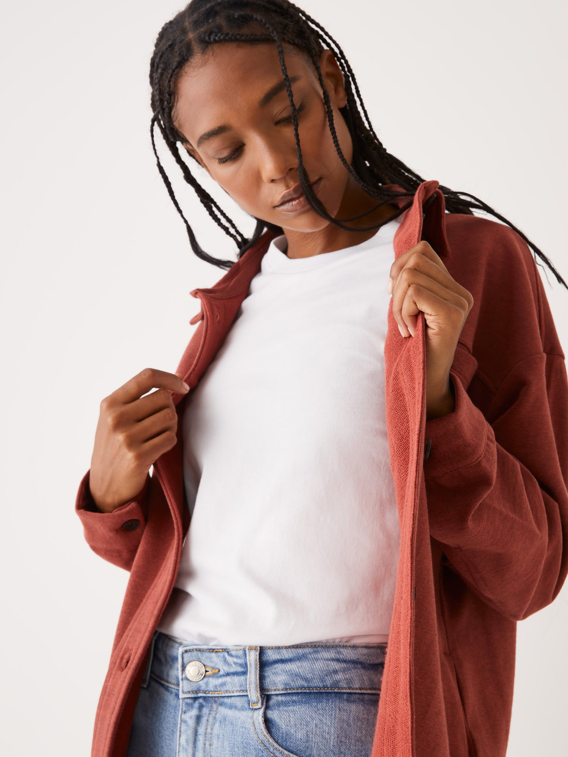 The French Terry Overshirt in Deep Red sold by Frank & Oak product image thumbnail 4