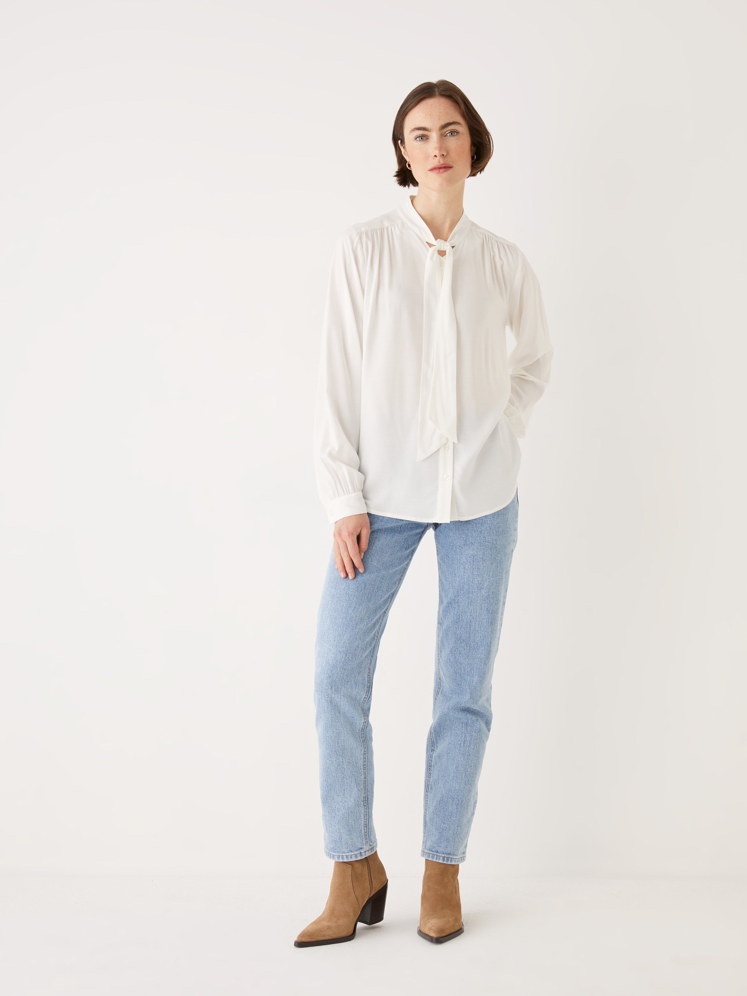 The Tie Neck Blouse in White sold by Frank & Oak product image thumbnail 2