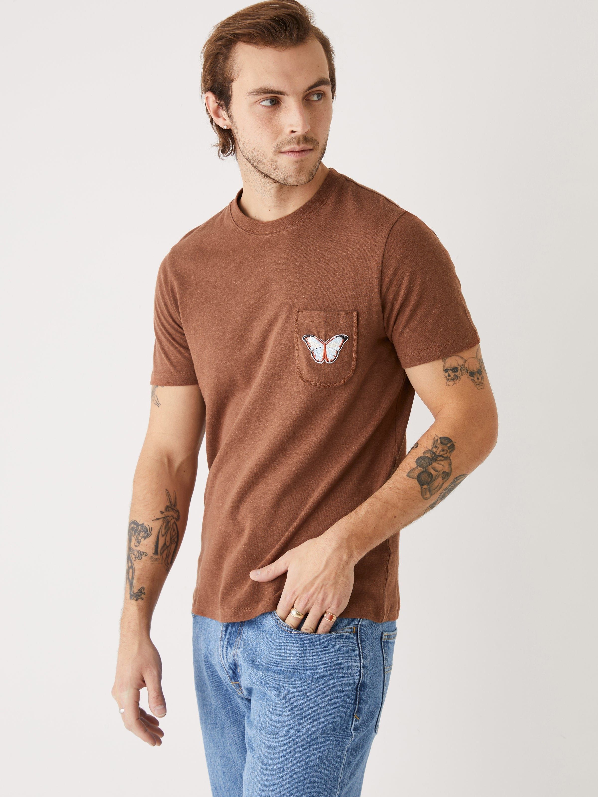 The Hemp Pocket T-Shirt in Tortoise Brown sold by Frank & Oak