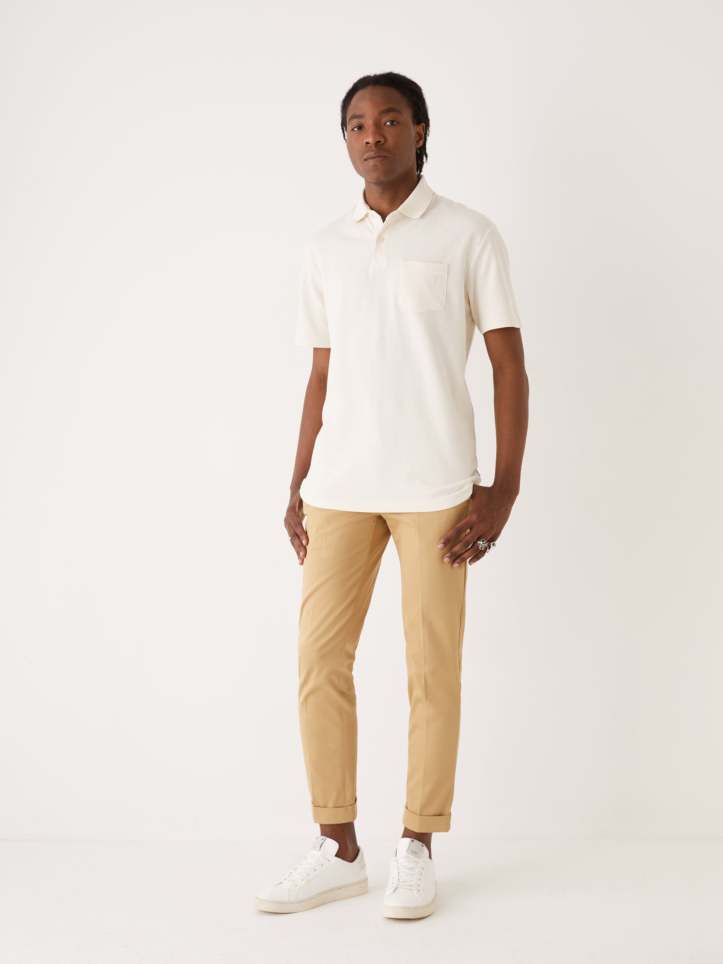 The Slim Fit Pique Polo Shirt in White sold by Frank & Oak product image thumbnail 4