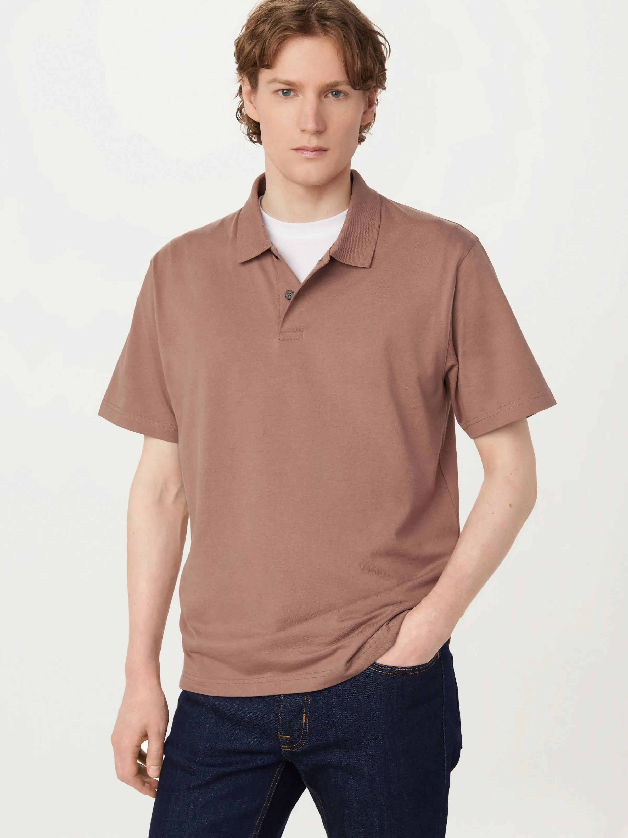 The Boxy Polo in Walnut sold by Frank & Oak