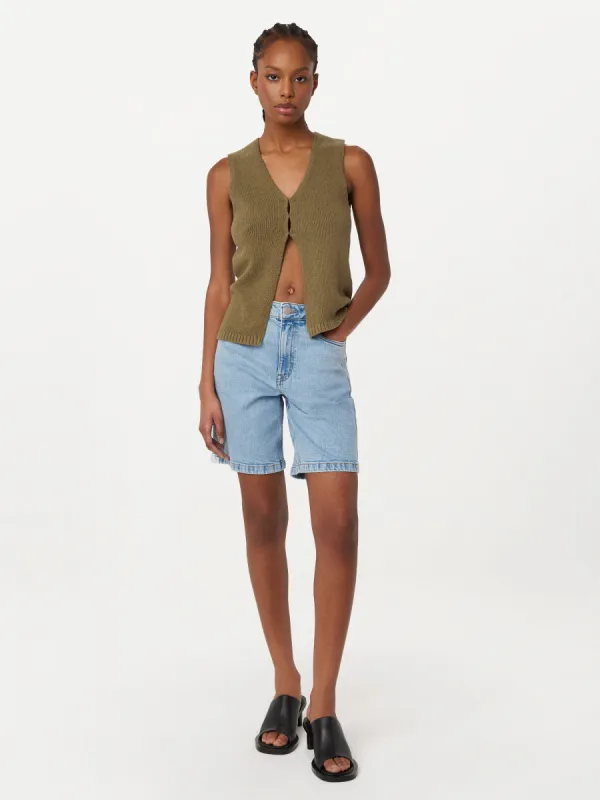 The Knit Sweater Vest in Brown Green sold by Frank & Oak