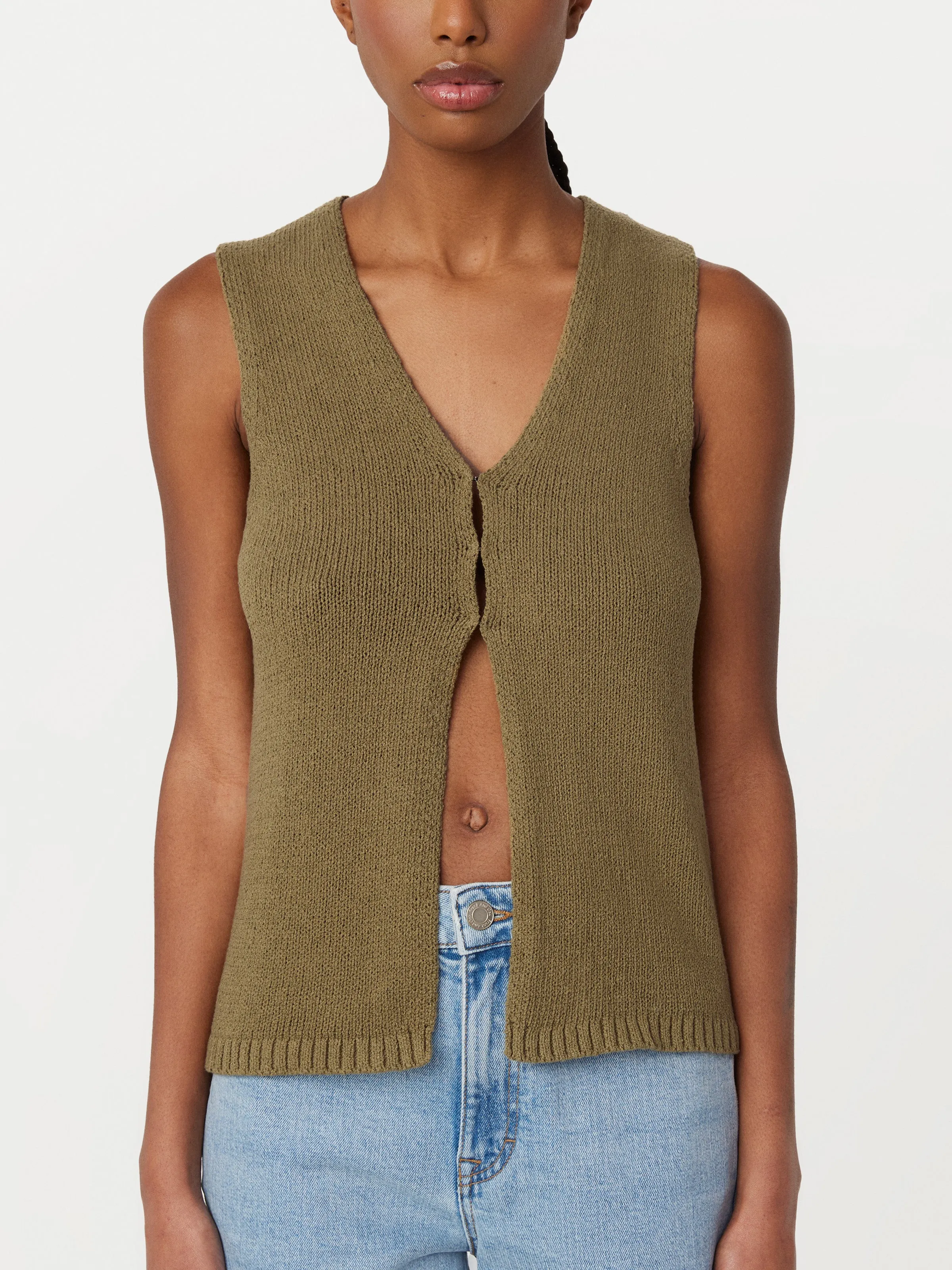 The Knit Sweater Vest in Brown Green sold by Frank & Oak product image thumbnail 3