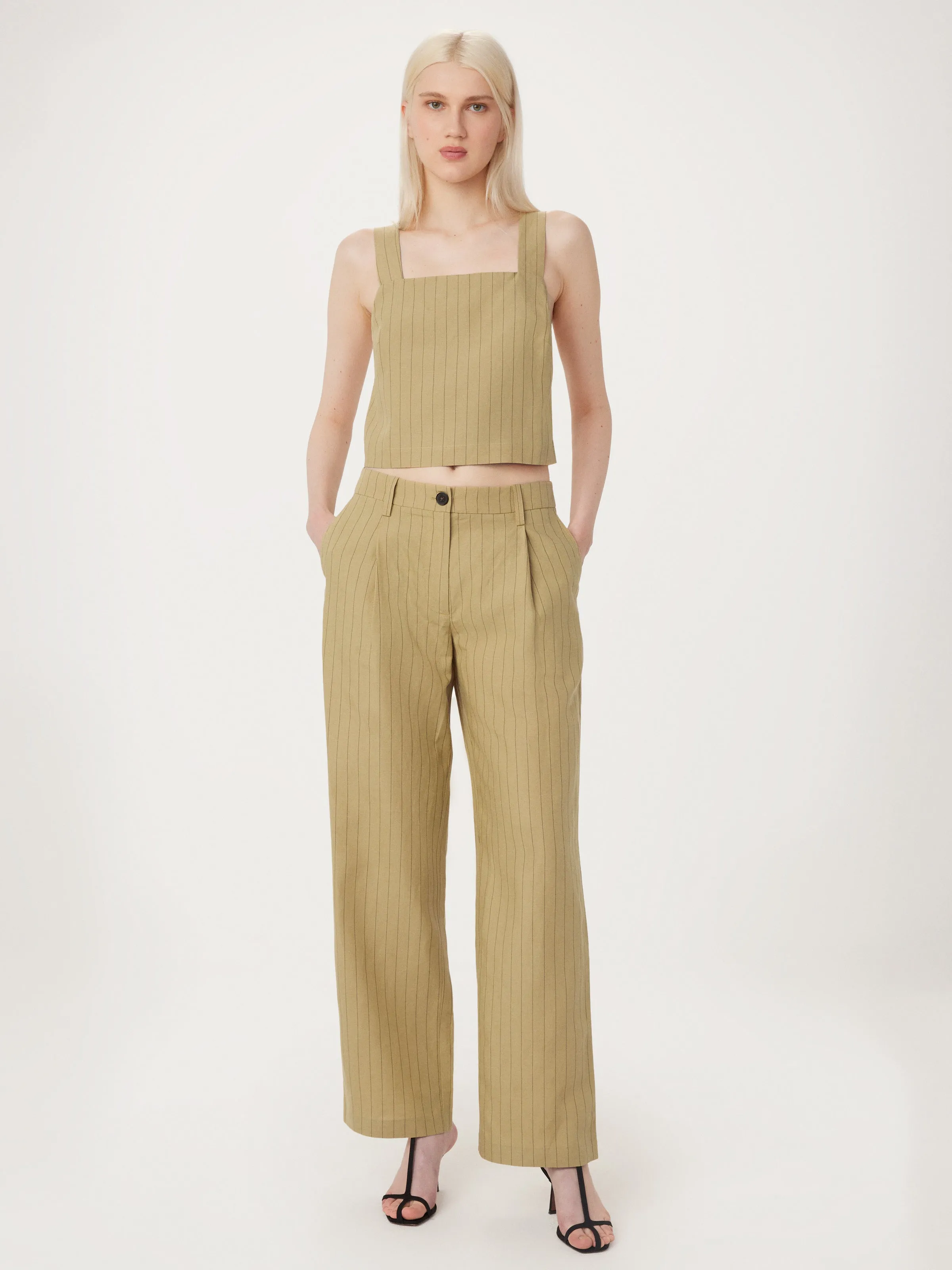 The Annie Straight Loose Pant in Cream Yellow sold by Frank & Oak