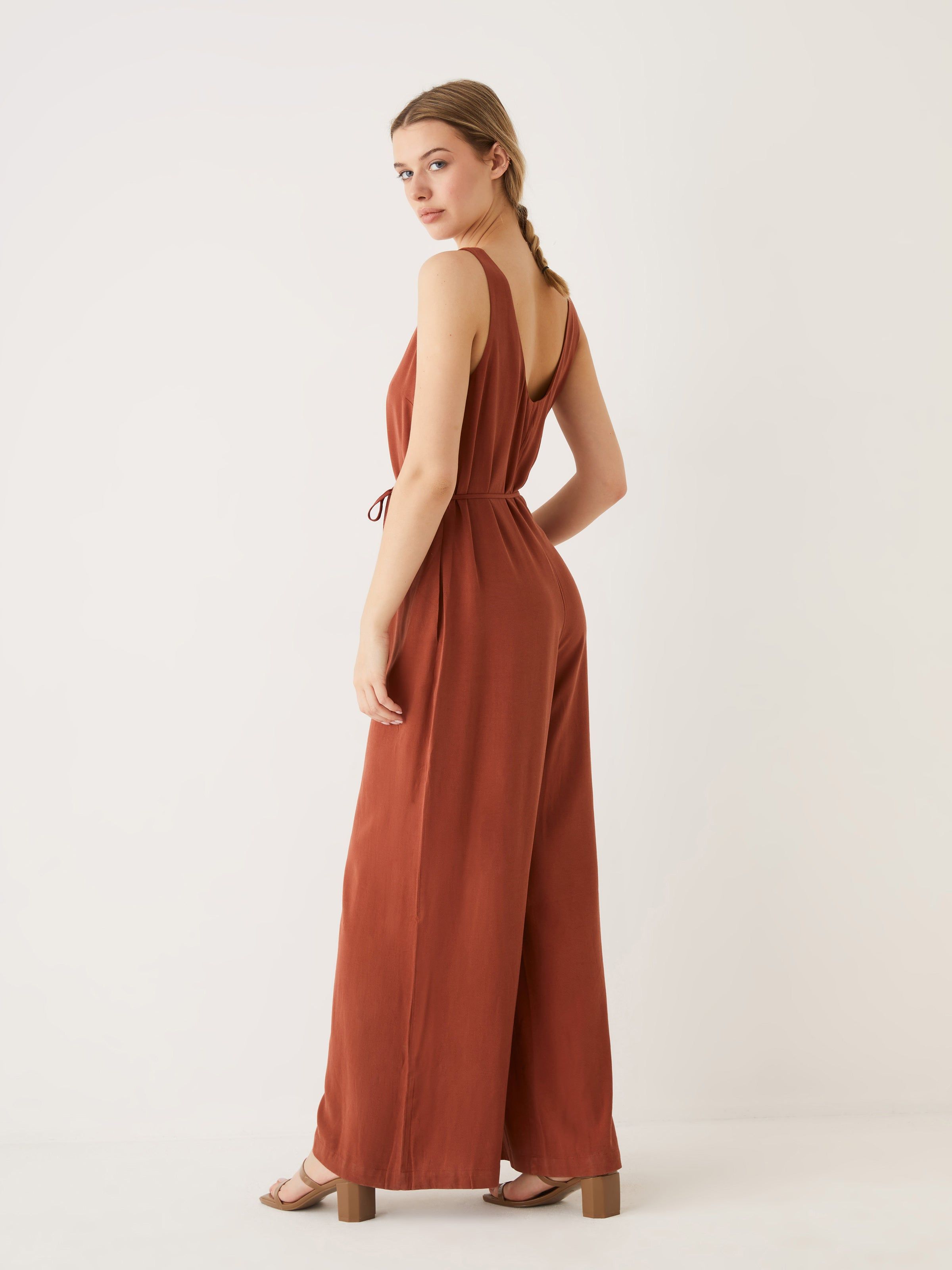 The Wide Leg Jumpsuit in Deep Orange sold by Frank & Oak product image thumbnail 2