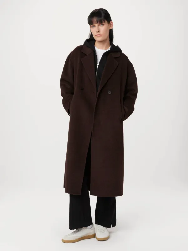 The Margaret Recycled Wool Topcoat in Dark Chocolate sold by Frank & Oak