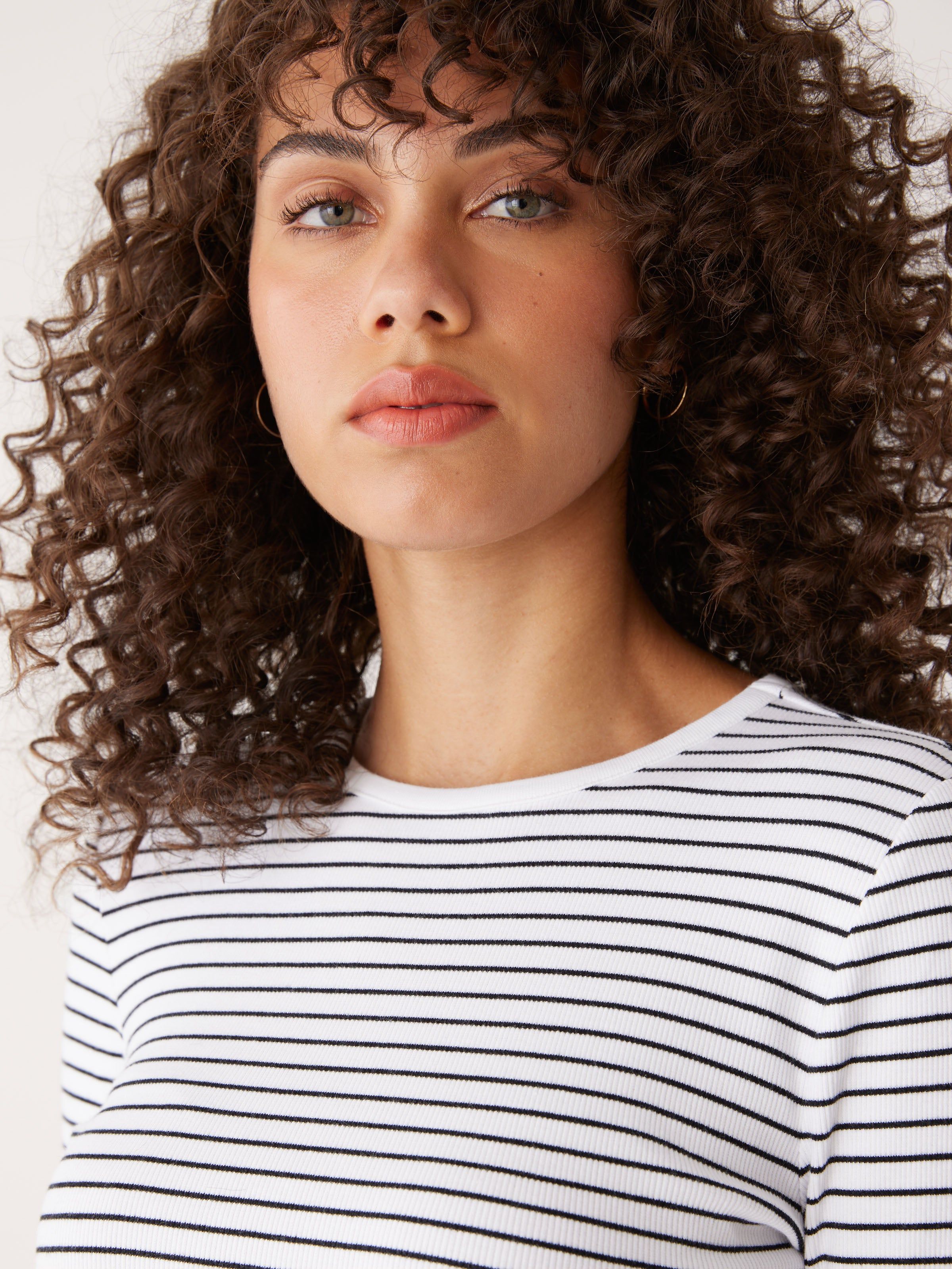 The Striped Long Sleeve Ribbed Top in Black and White sold by Frank & Oak product image thumbnail 4