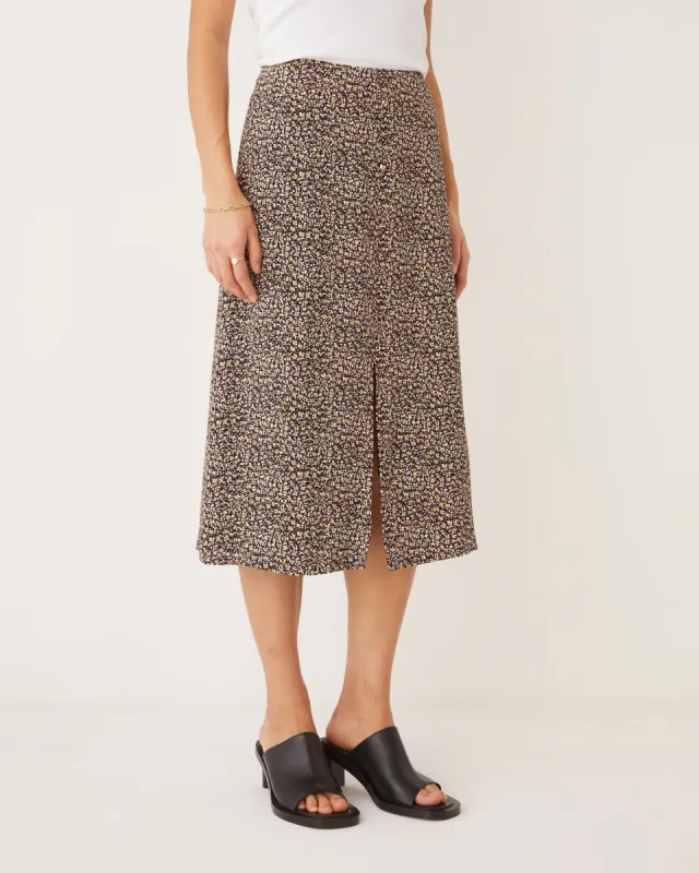 The Printed Midi Skirt in Black sold by Frank & Oak