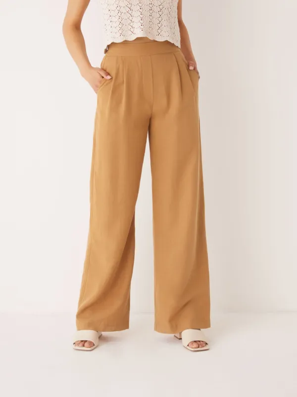 The Sally Wide Leg Fluid Pant in Ginger sold by Frank & Oak