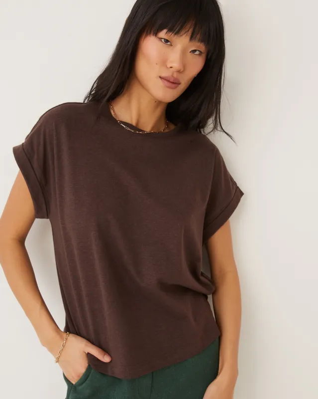 The Supersoft Hemp T-Shirt in Dark Brown sold by Frank & Oak