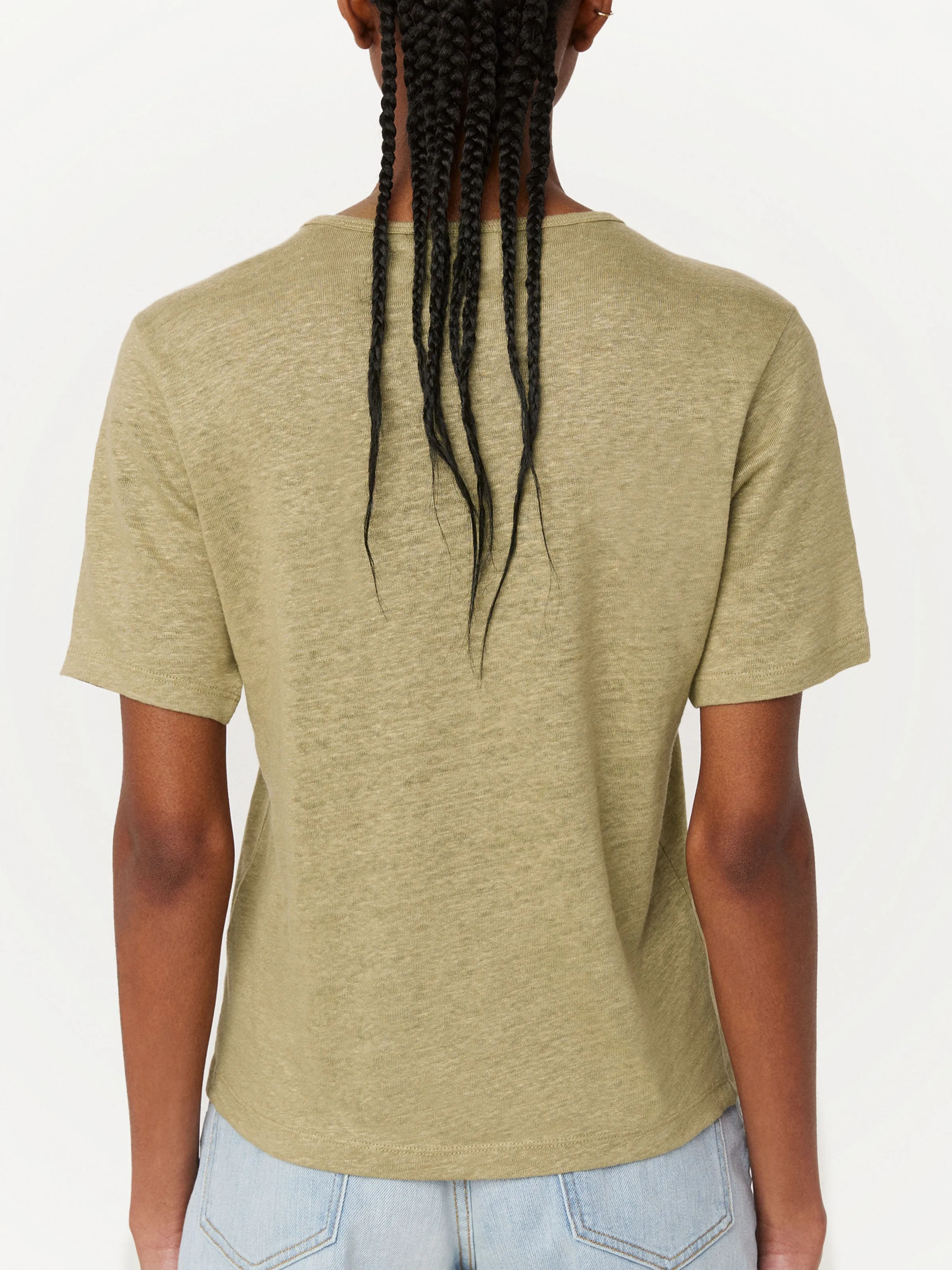 The Fluid Linen T-Shirt in Green Beige sold by Frank & Oak product image thumbnail 4