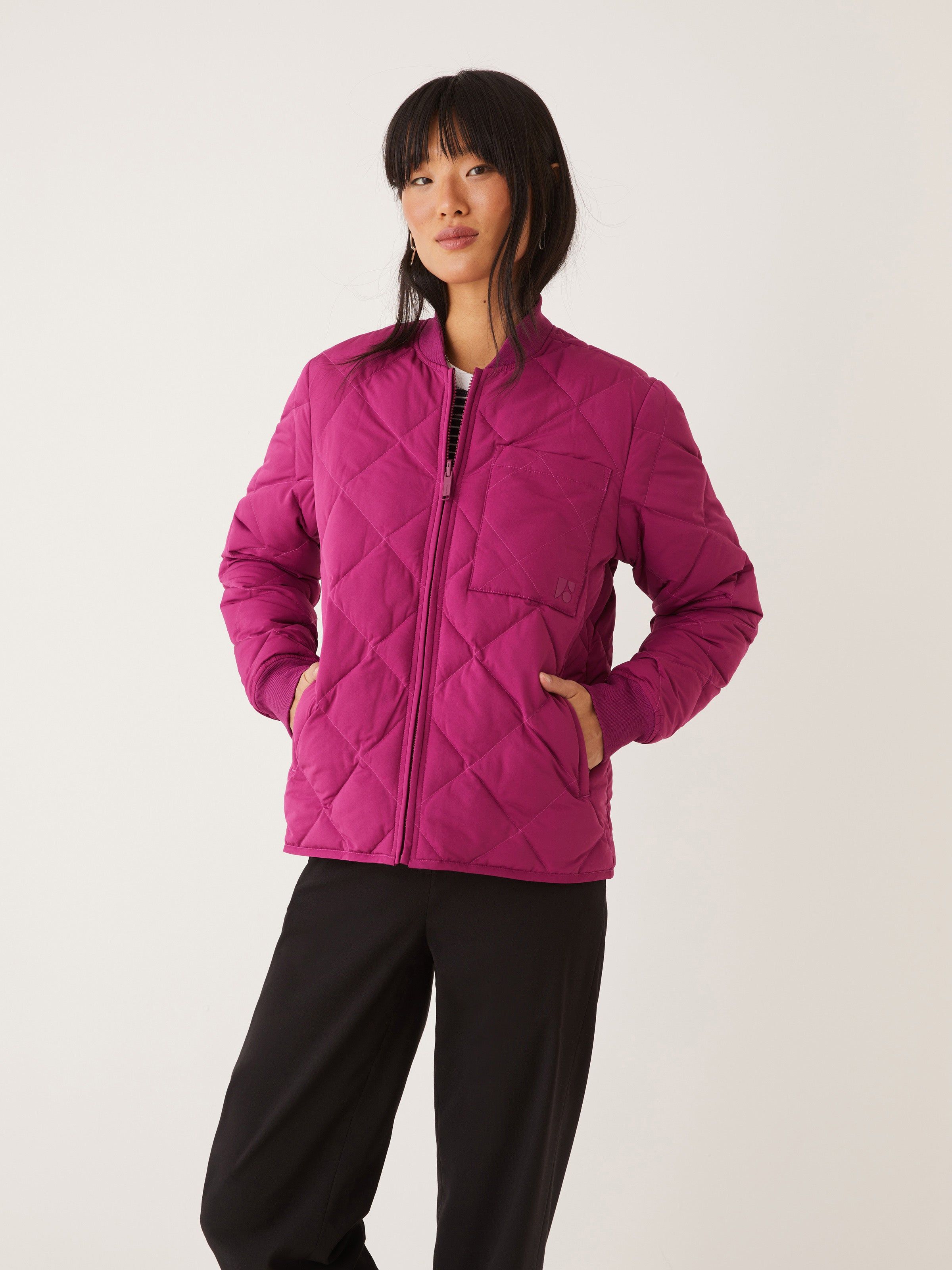 The Skyline Reversible Bomber in Dark Pink sold by Frank & Oak product image thumbnail 6