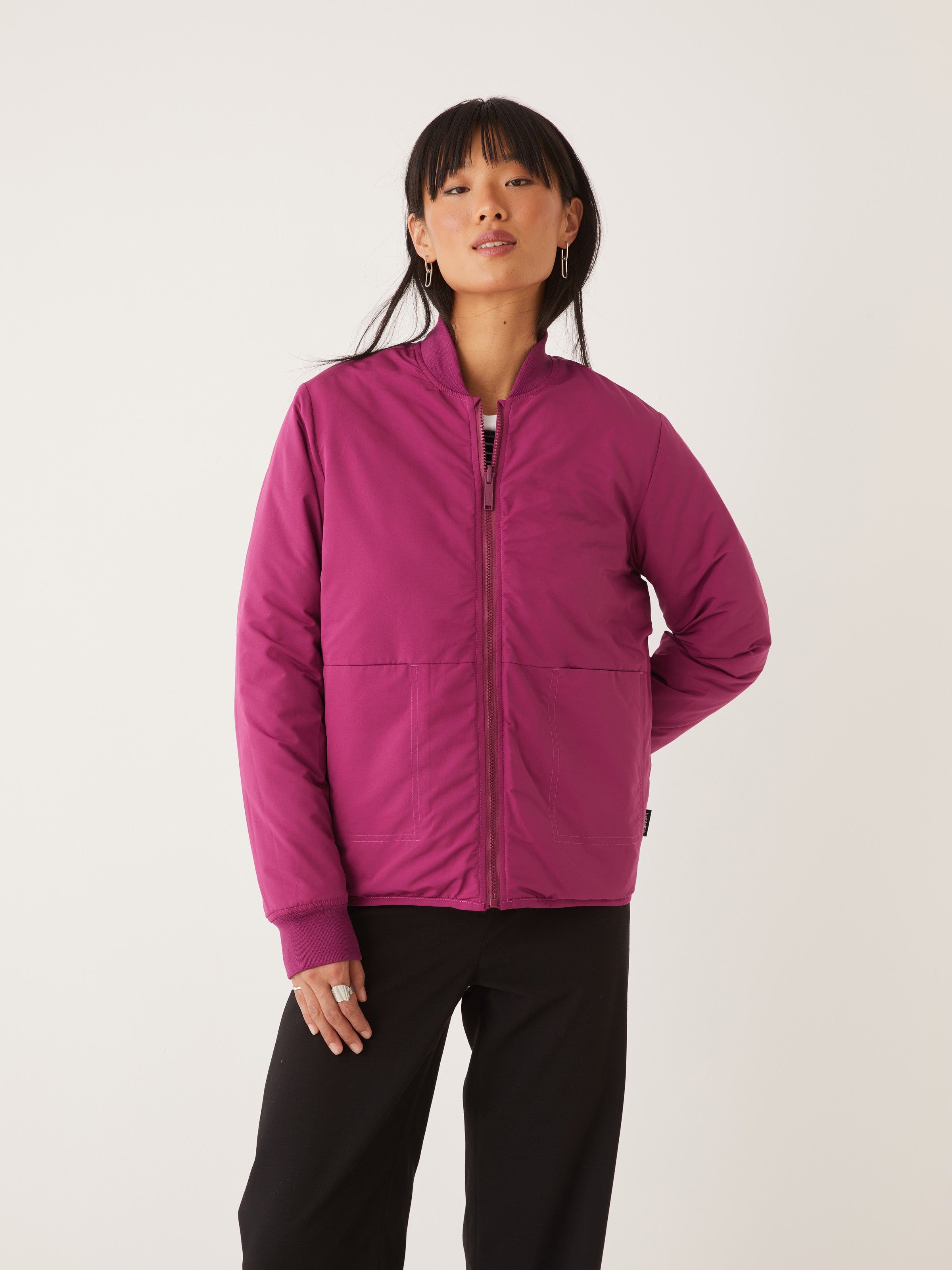The Skyline Reversible Bomber in Dark Pink sold by Frank & Oak product image thumbnail 3