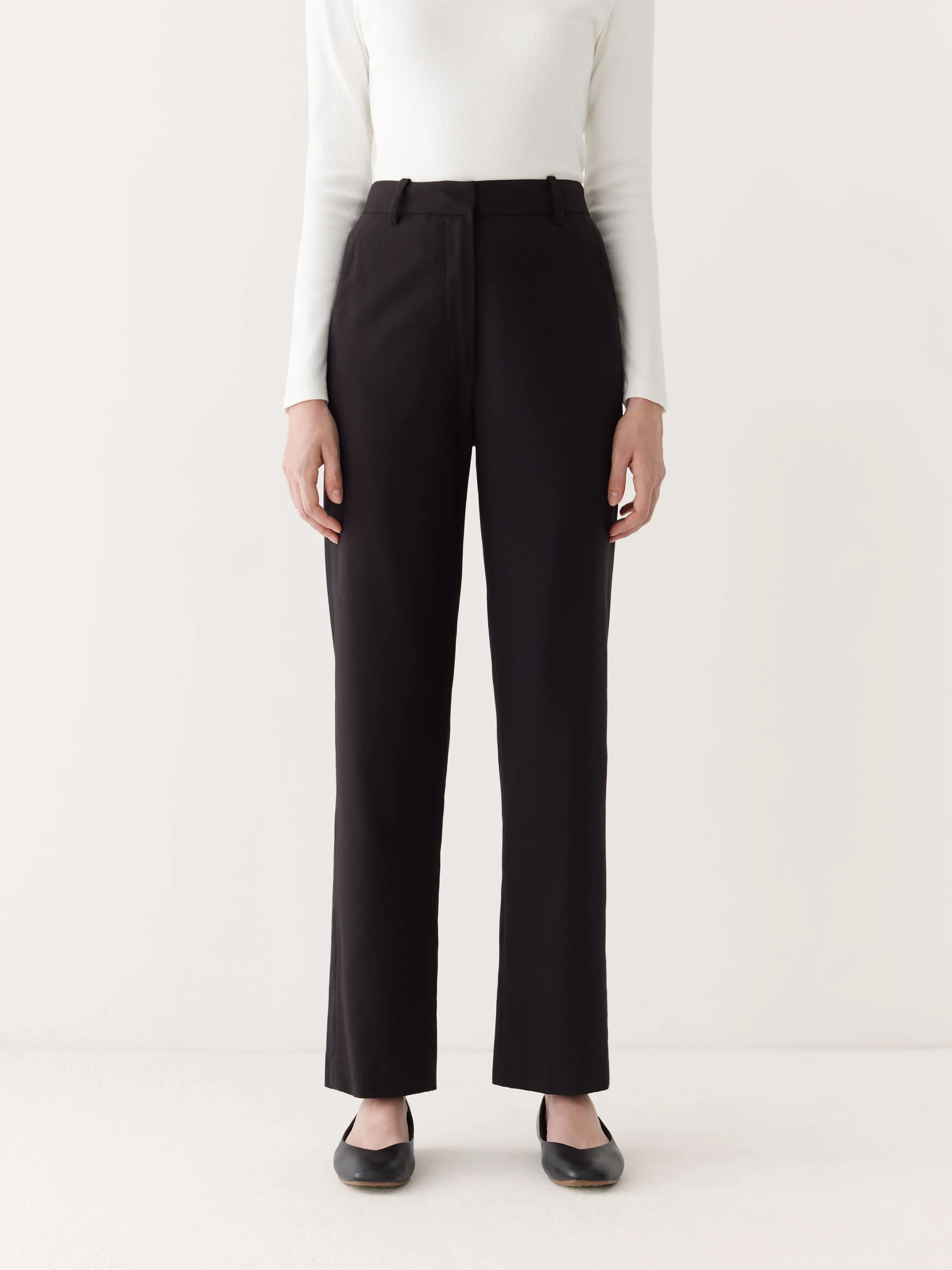 The Jane Straight Pant in Black sold by Frank & Oak