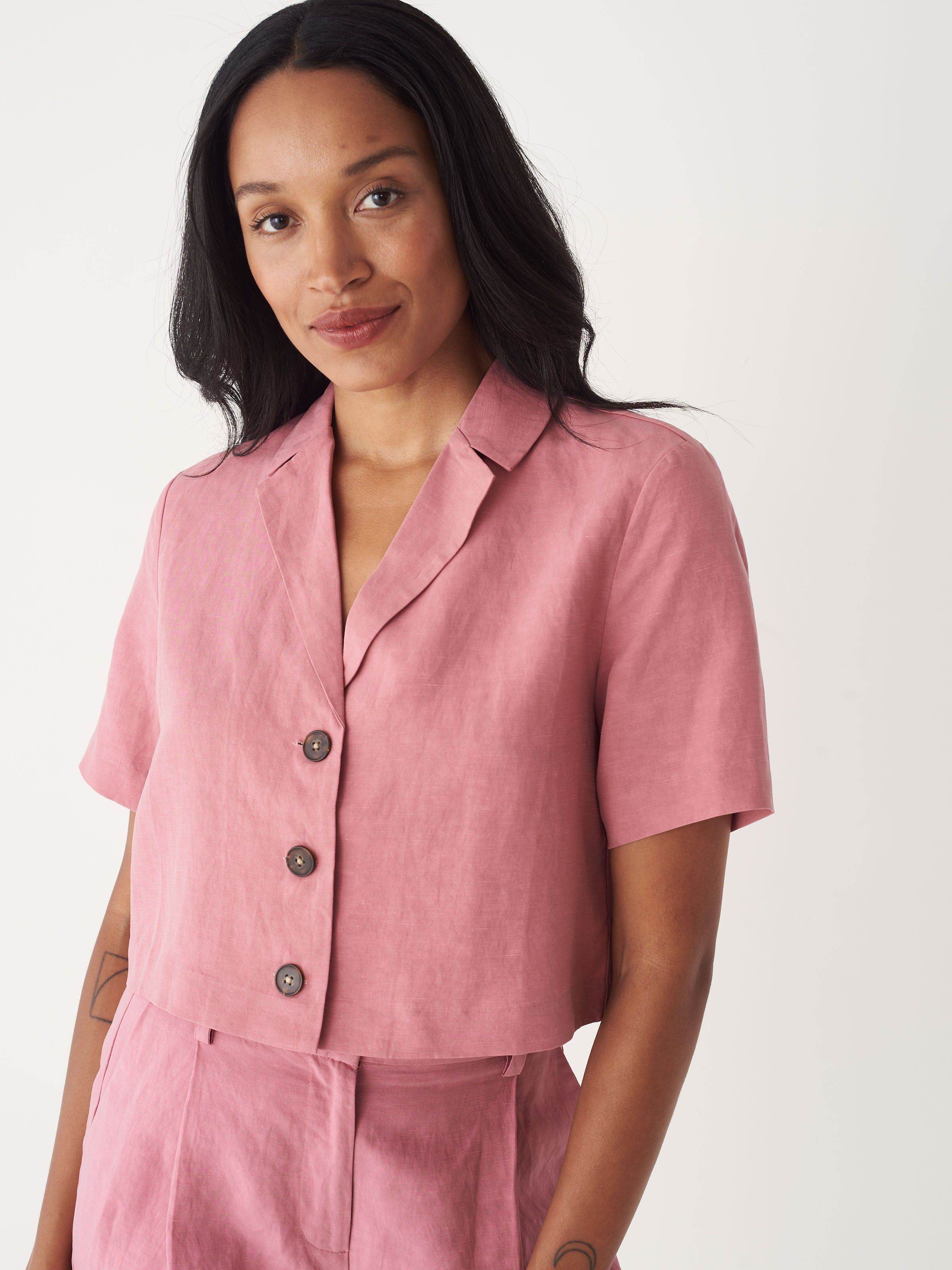 The Cropped Blazer in Faded Rose sold by Frank & Oak product image thumbnail 5
