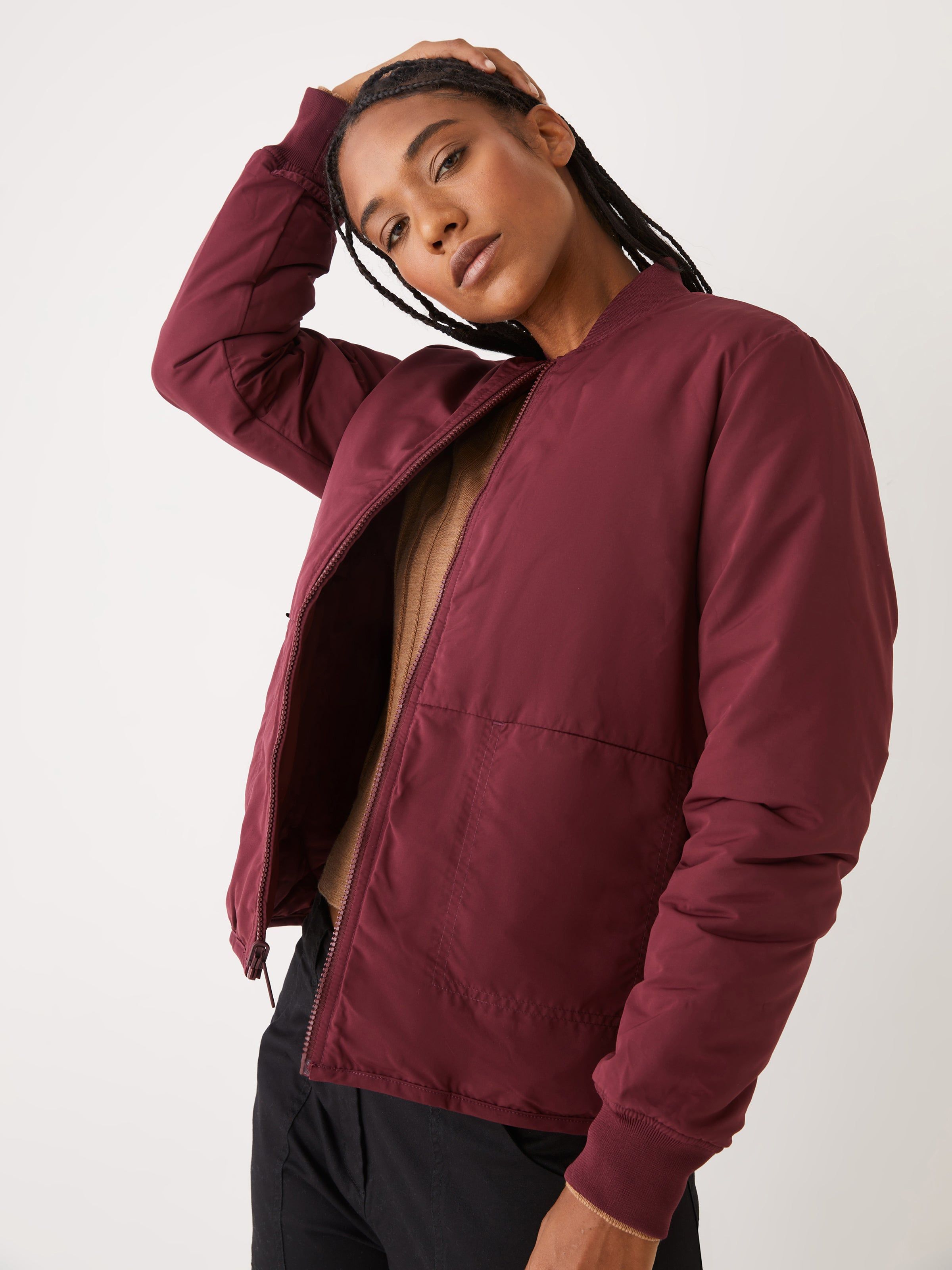 The Skyline Reversible Bomber in Dark Red sold by Frank & Oak product image thumbnail 3