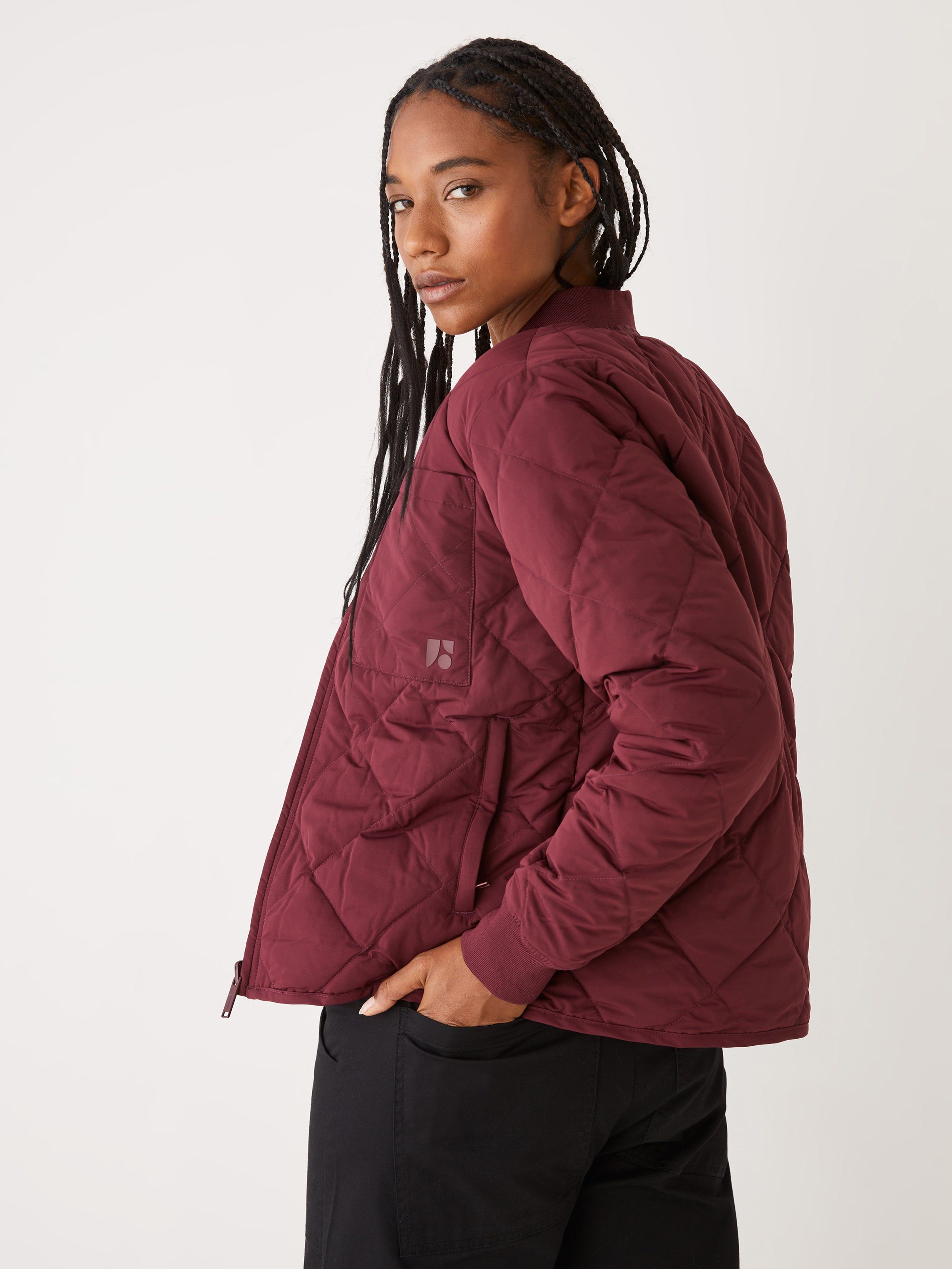 The Skyline Reversible Bomber in Dark Red sold by Frank & Oak