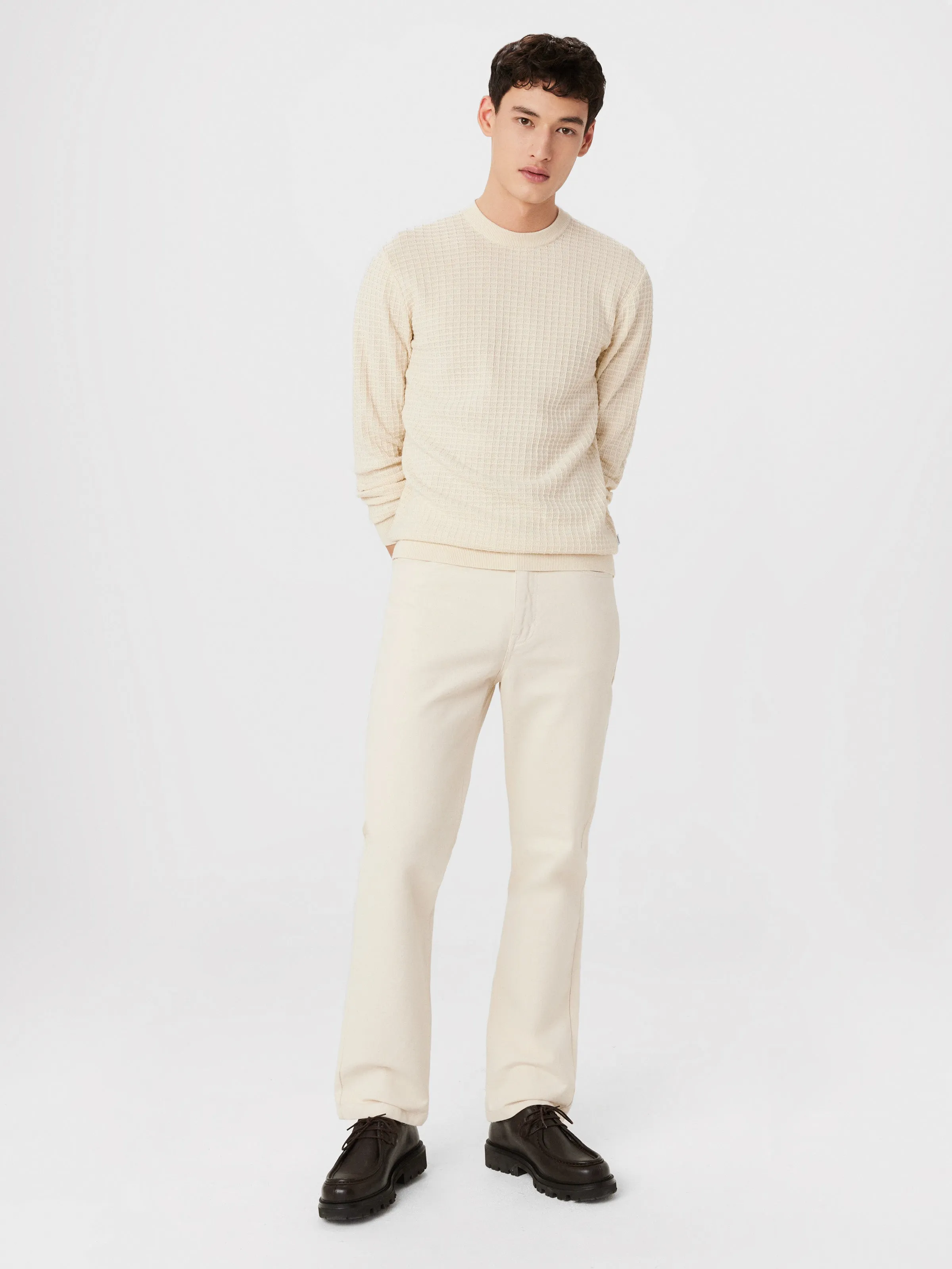 The SeaCell™ Waffle Sweater in Oatmeal sold by Frank & Oak