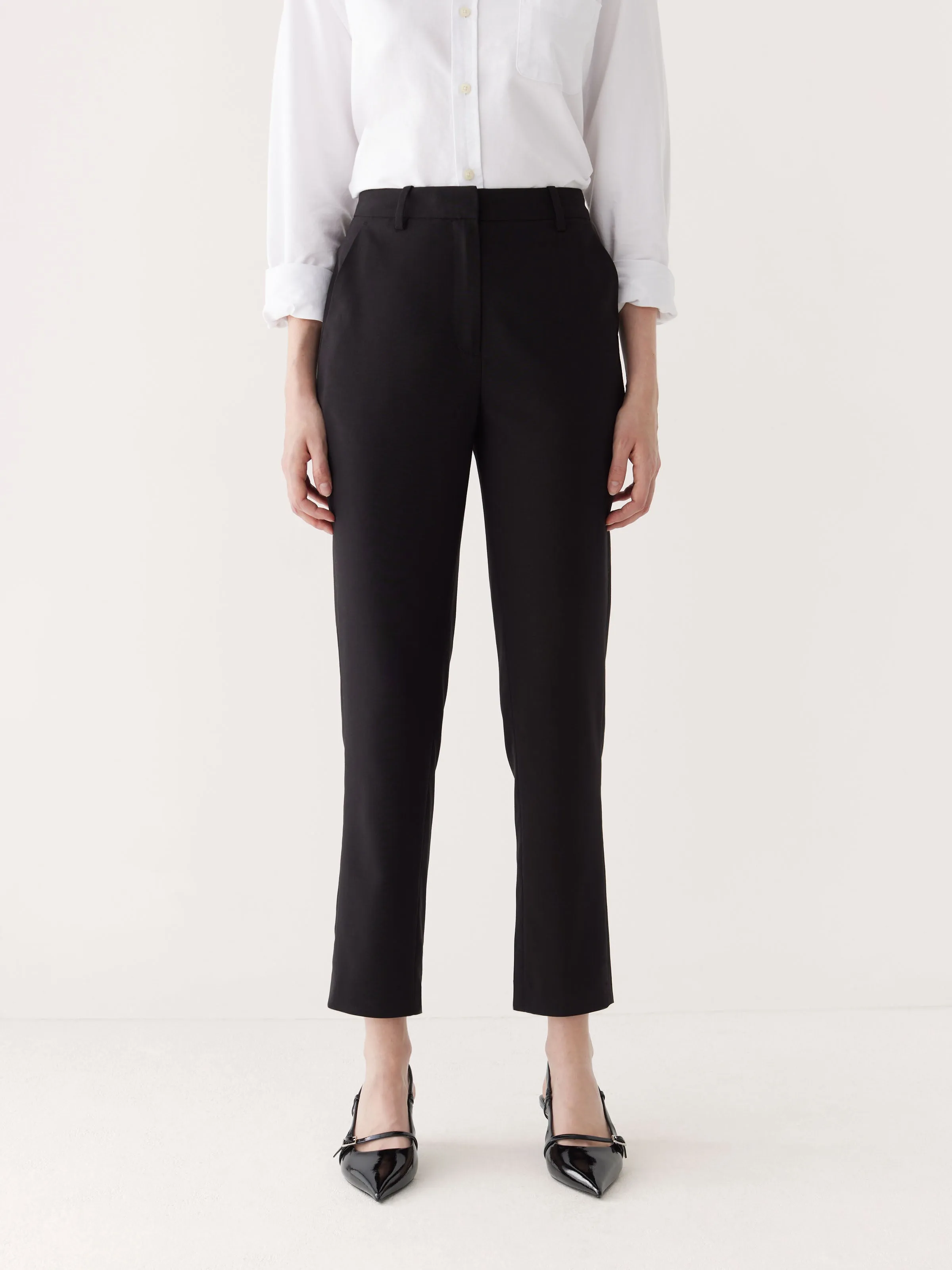 The Eleanor Slim Pant in Black sold by Frank & Oak