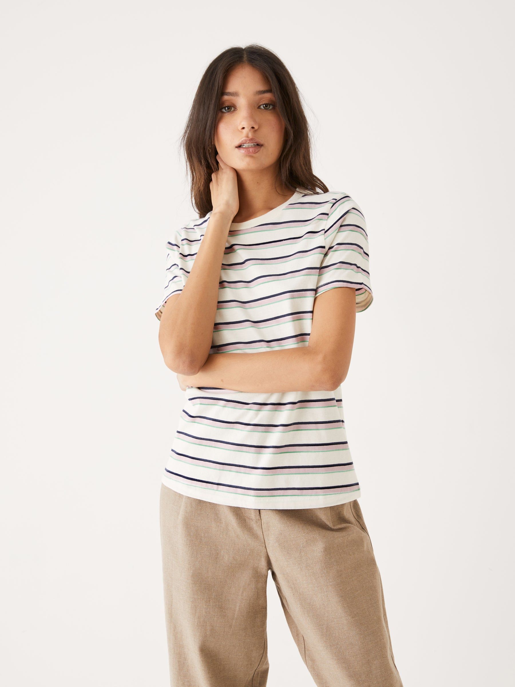 The Striped Essential T-Shirt in Beige sold by Frank & Oak