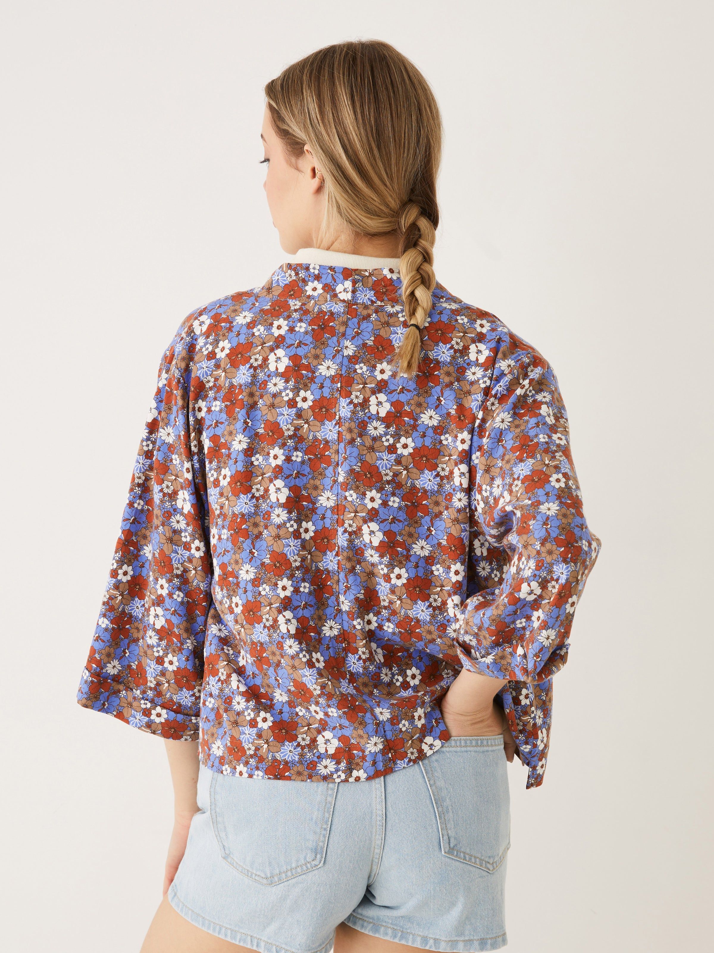 The Cropped Floral Overpiece in Dazzling Blue sold by Frank & Oak product image thumbnail 4