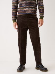The Cropped Tapered Fit Corduroy Pant in Brown sold by Frank & Oak