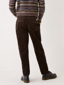 The Cropped Tapered Fit Corduroy Pant in Brown sold by Frank & Oak